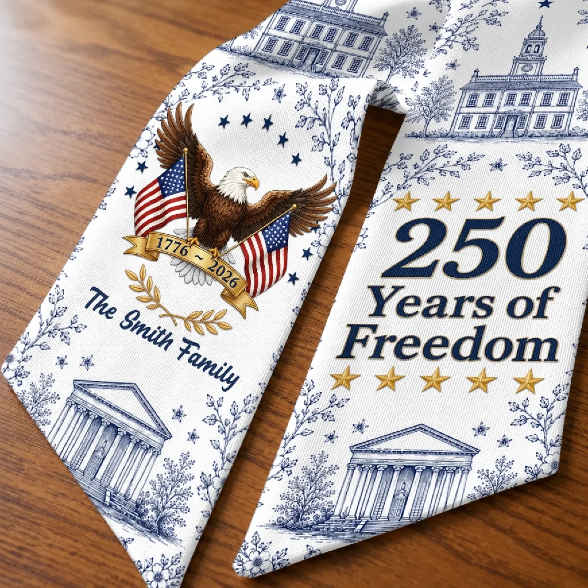 Custom Decorative Sash - Personalized America 250th Anniversary Gifts For Mom, Dad, Brother, Sister, Kids - Built On Freedom & Faith