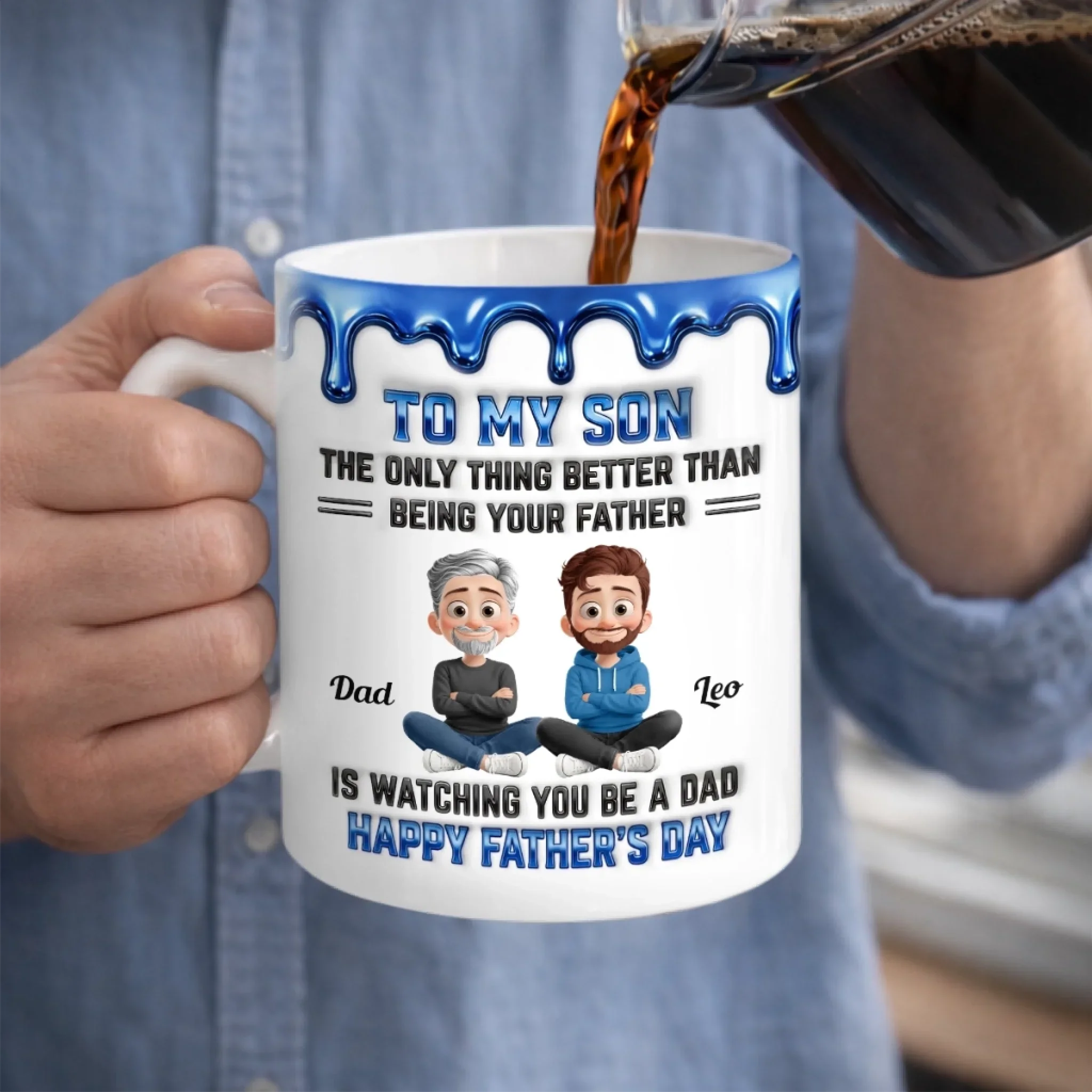 Custom 3D Inflated Effect Printed Mug - Personalized Father's day Birthday Gifts For Son, Dad, Mom - Strong Roots Strong Family