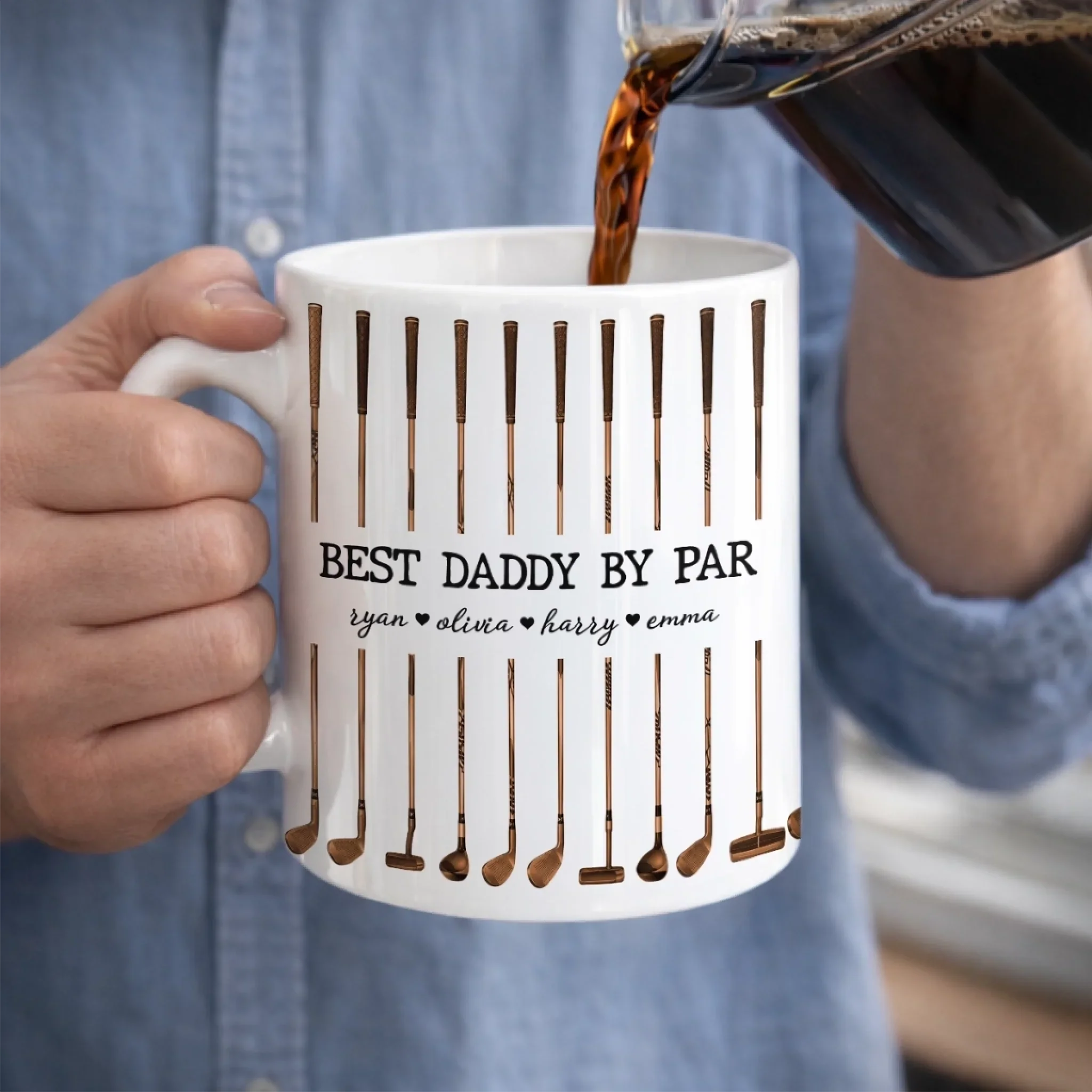 Custom Mug - Personalized Father's Day Birthday Golf Gifts For Dad, Grandpa - Golf More Worry Less