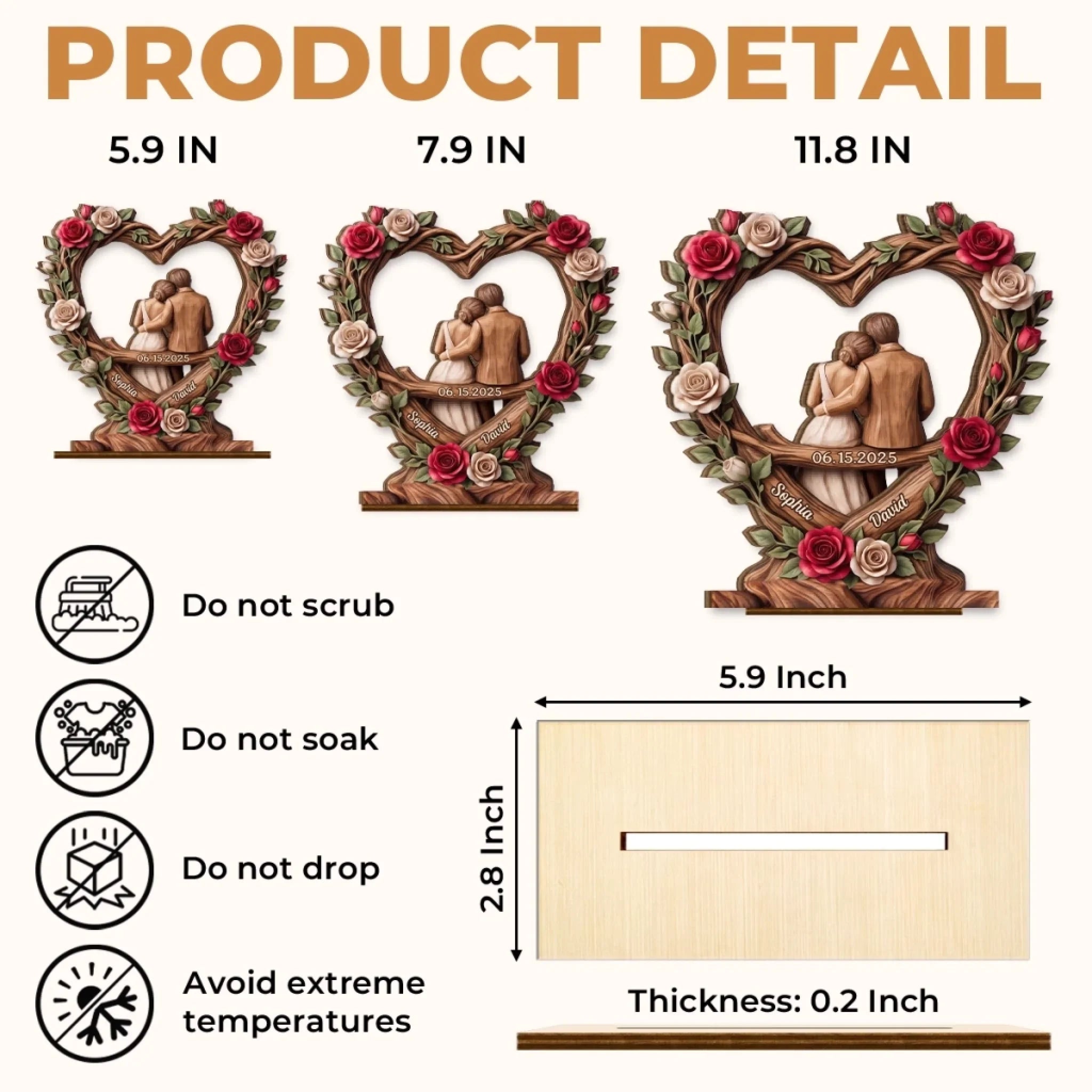 Custom 2-Layered Wooden Plaque - Personalized Anniversary Wedding Gifts For Husband And Wife, Him And Her - Our Forever Love Story