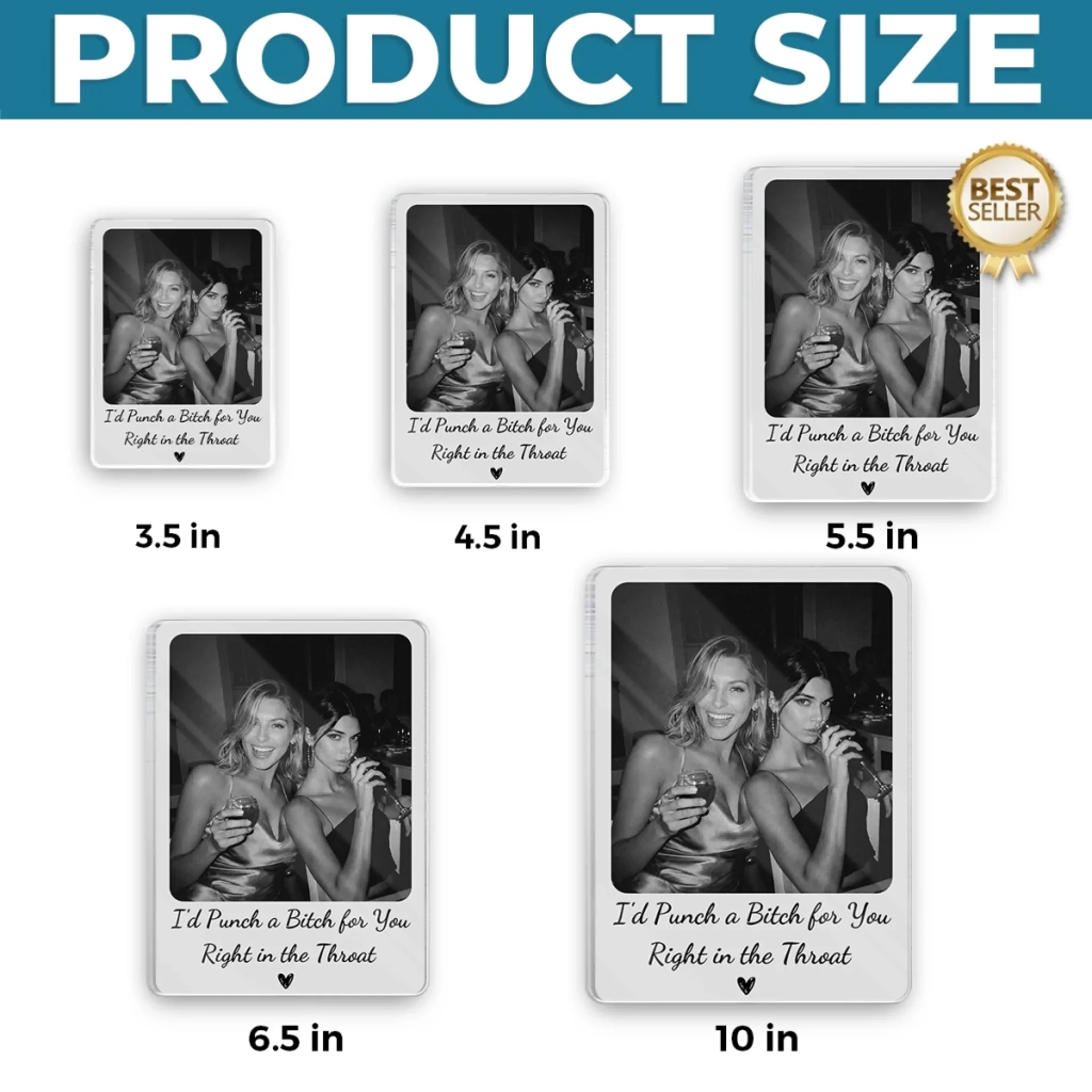 Custom Photo Acrylic Fridge Magnet - Personalized Best Friend Birthday Gifts For Women, Besties, Sisters, BFF - Soul Sisters Forever