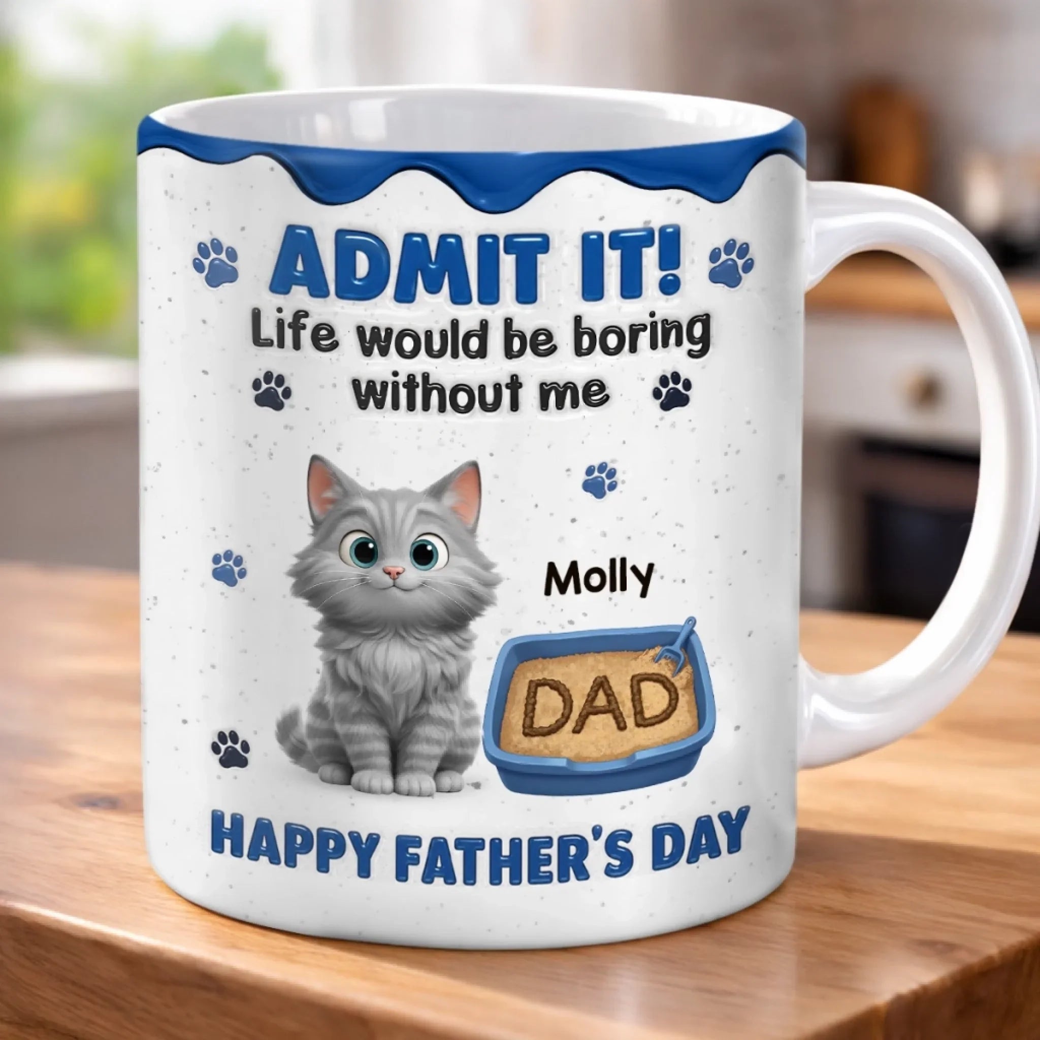 Custom Mug - Personalized Father's Day Birthday Gifts For Cat Lovers, Cat Mom And Dad - The Real Boss Lives Here