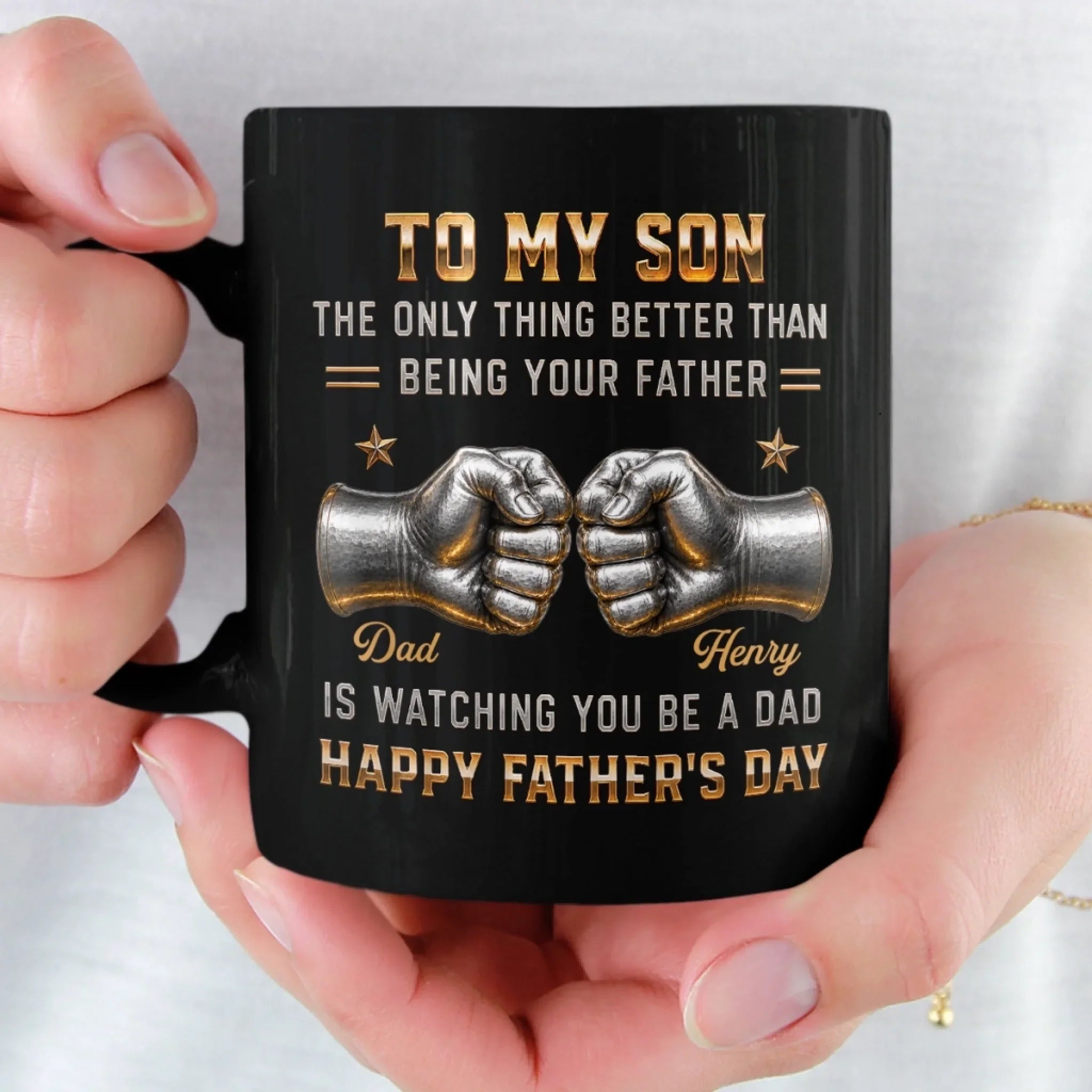 Custom Black Mug - Personalized Father's Day Birthday Gifts For Son - You’ll Always Be My Little Boy