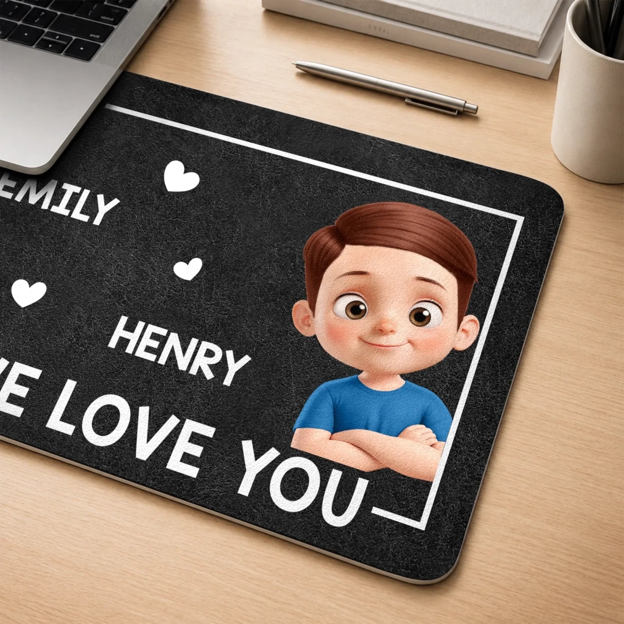 Custom Desk Mat -  Personalized Father's Day Birthday Gifts For Dad, Grandpa - Loved By Tiny Humans