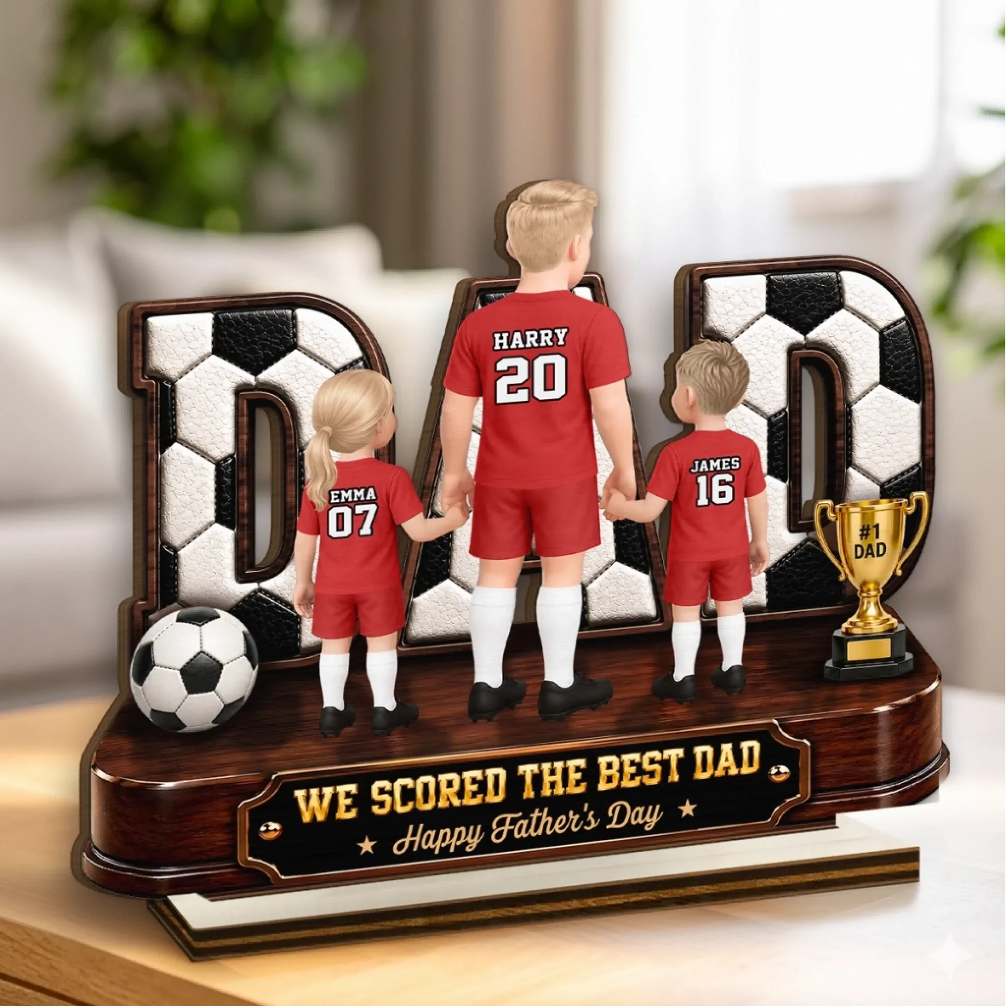 Custom LA 2026 Soccer Dad 2-Layered Wooden Plaque - Personalized Father's Day Gifts For Dad, Grandpa, Soccer Lovers, Sports Fans, Sports Lovers - Raised On Soccer Passion