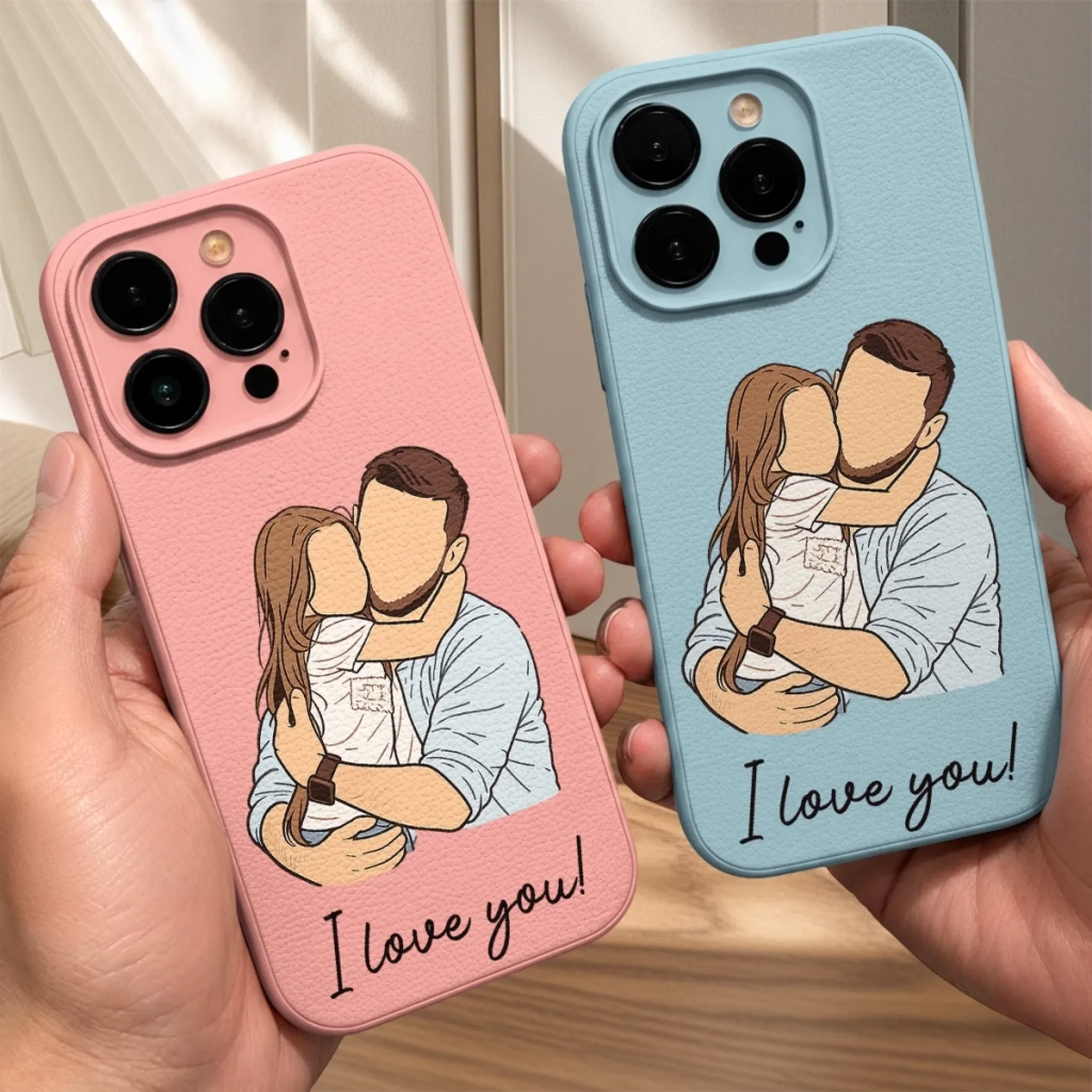 Custom Photo Leather Phone Case - Personalized Father's Day Birthday Gifts For Dad, Grandpa - Strong Families Start With Dad