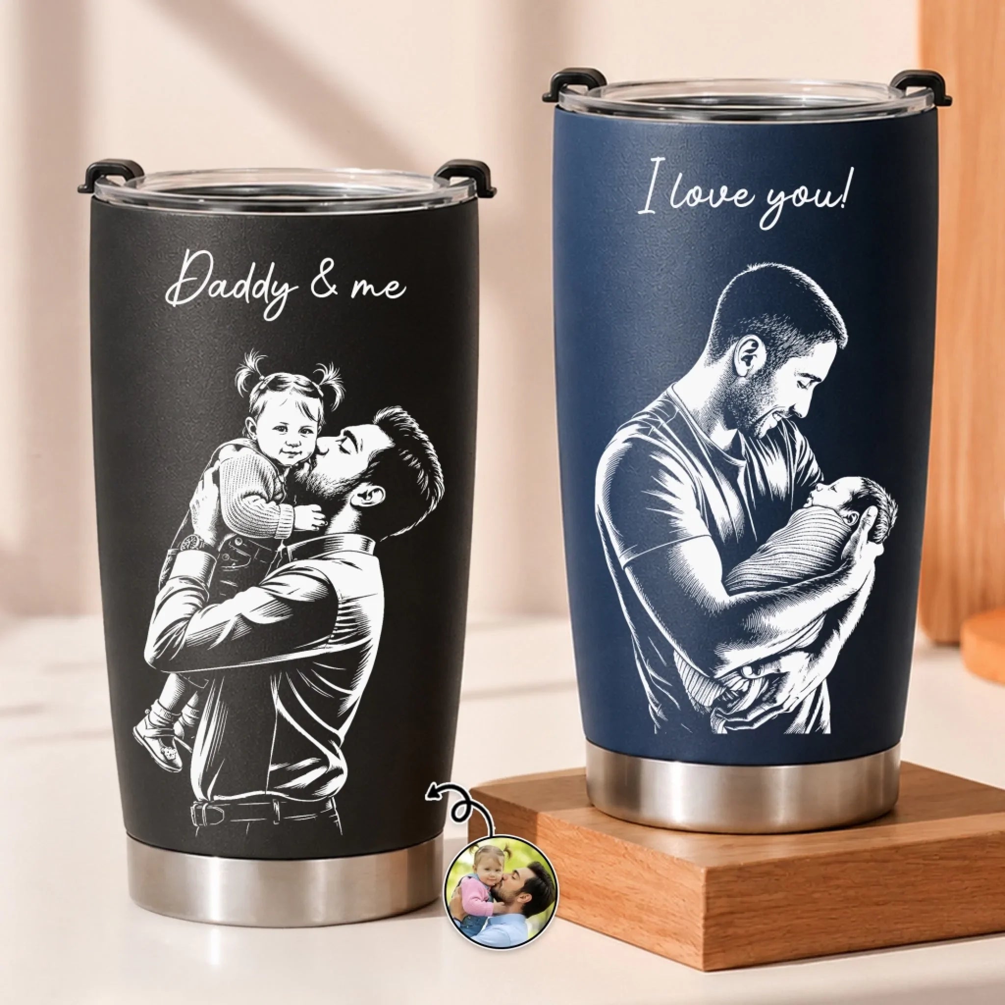 Custom Photo Tumbler - Personalized Father's Day Birthday Gifts For Dad, Grandpa - Winning Like a Legend