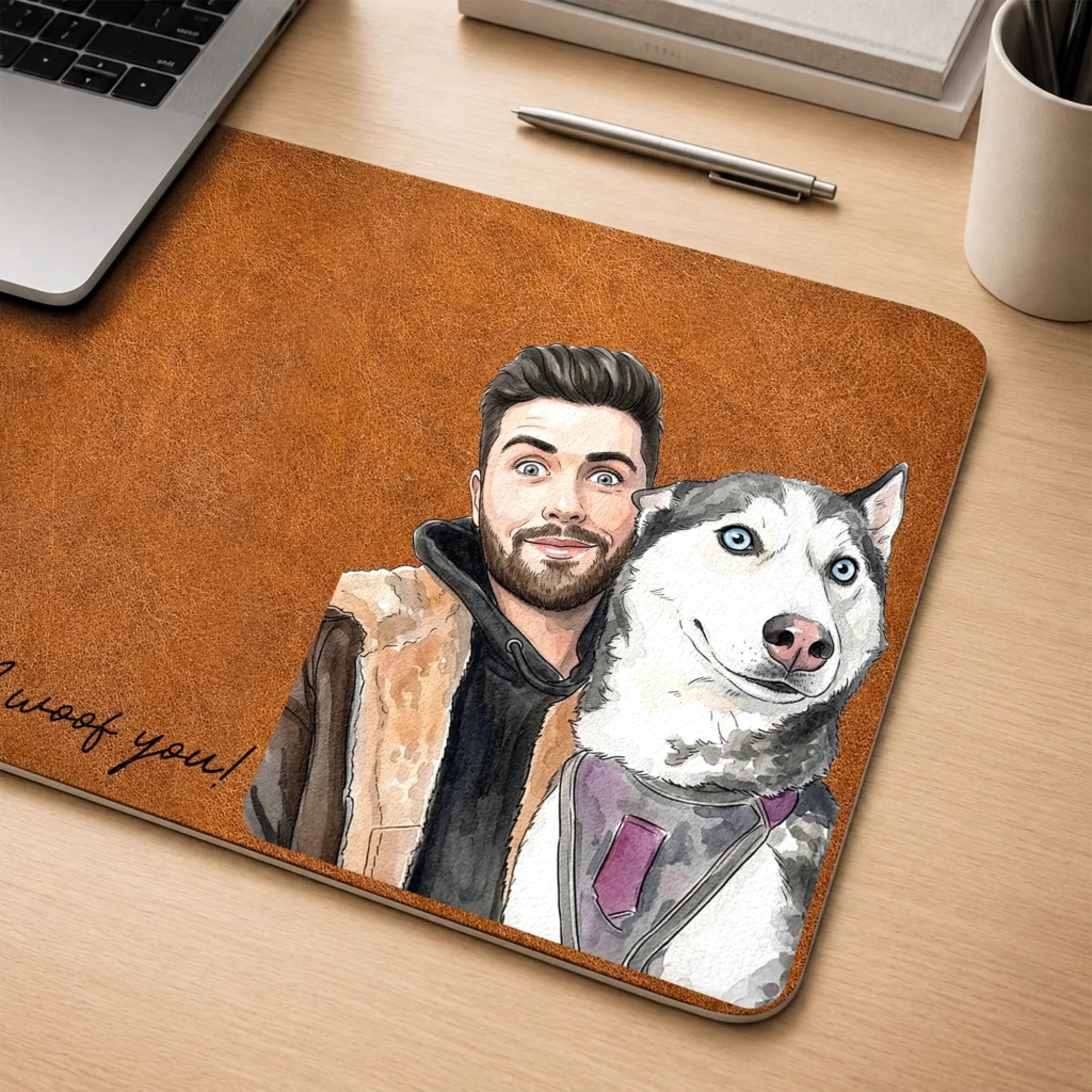Custom Photo Desk Mat - Personalized Father's Day Birthday Gifts For Dog Cat Lovers, Dog Dad And Mom, Cat Owners - Whiskers Make Work Better