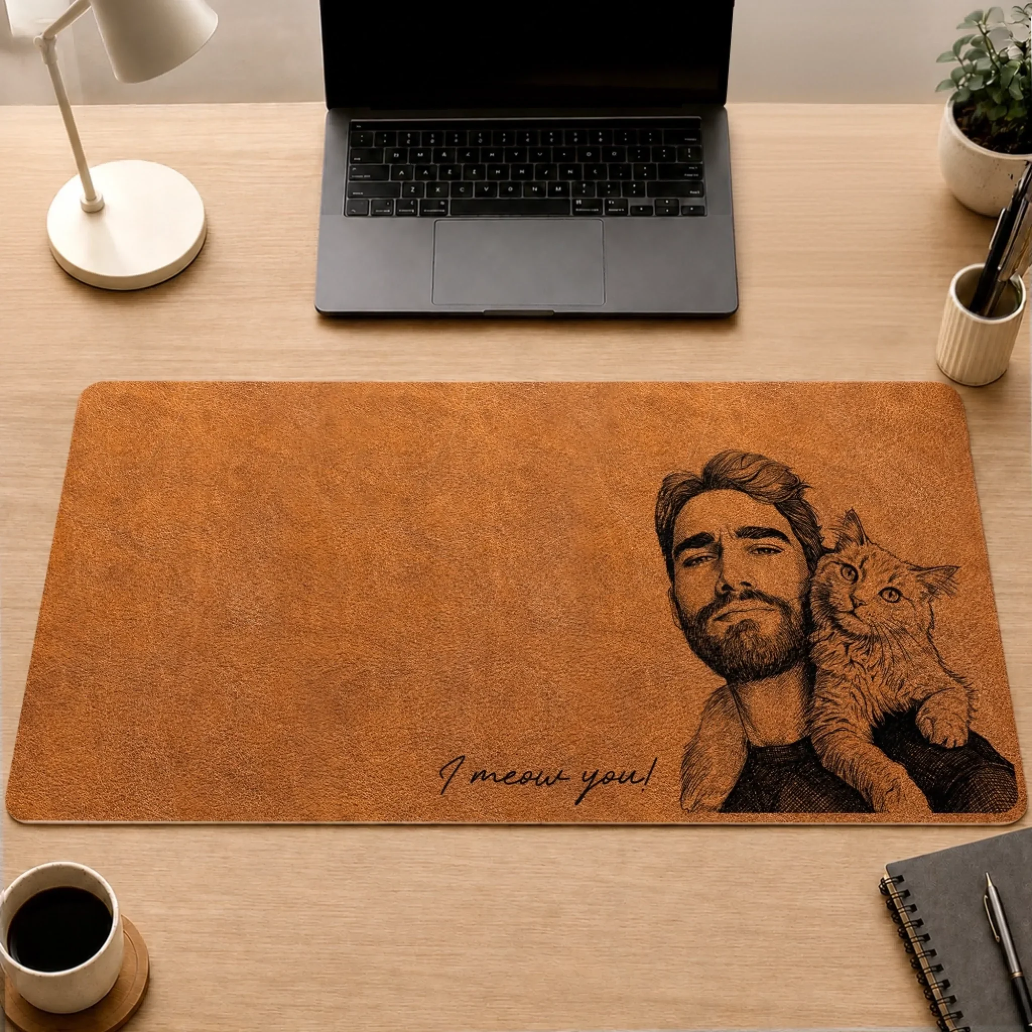 Custom Photo Desk Mat - Personalized Father's Day Birthday Gifts For Dog Cat Lovers, Dog Dad And Mom, Cat Owners - Paws On The Keyboard