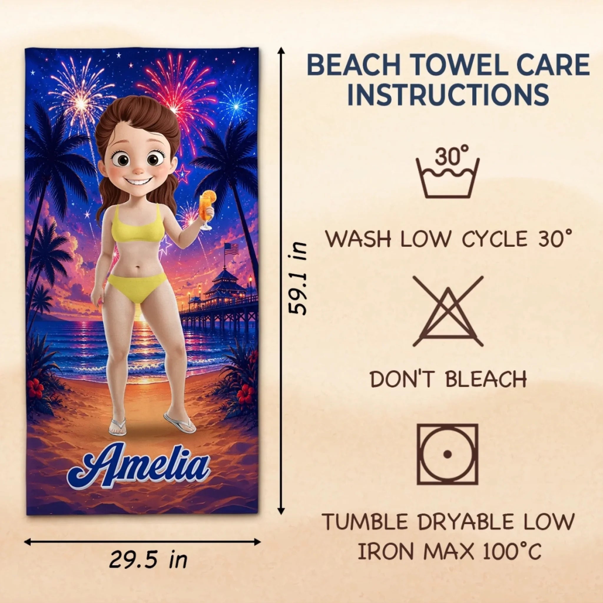 Custom Beach Towel - Personalized America 250th Anniversary, Summer Vacation And Travel Gifts For Best Friends, Family - Salty Air Sunny Days