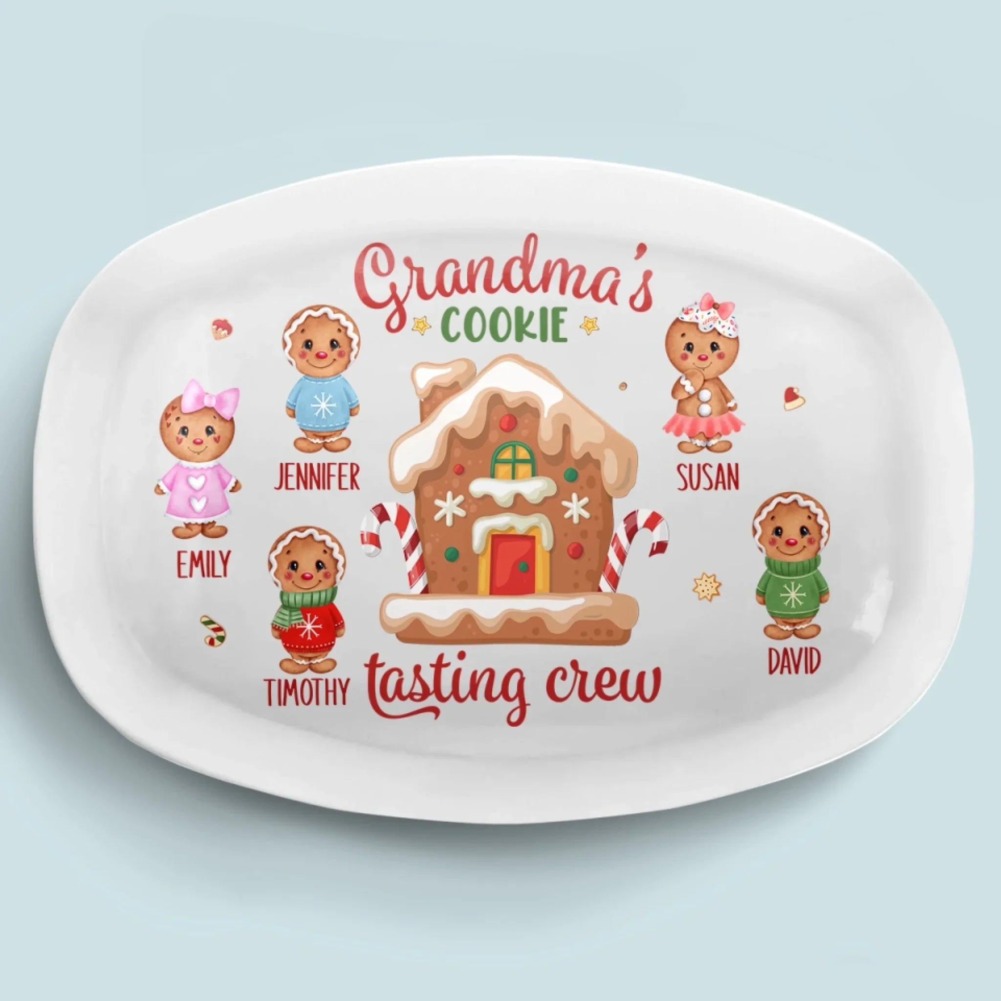 Grandma's Cookie Tasting Crew - Family Personalized Custom Platter - Christmas Gift For Mom, Grandma