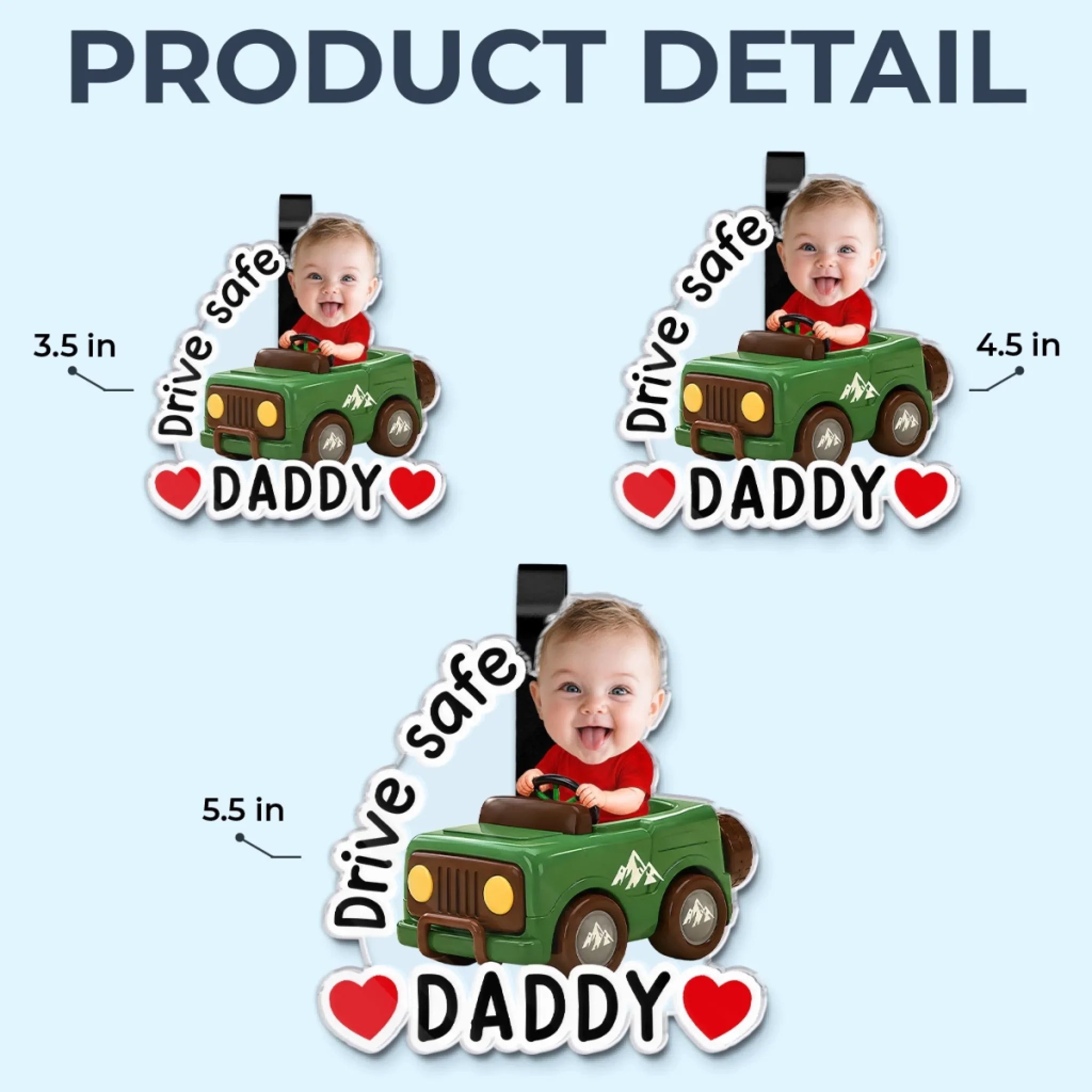 Custom Photo Acrylic Car Visor Clip - Personalized Father's Day Gifts For Dad, Grandpa - Tiny Rider, Big Love