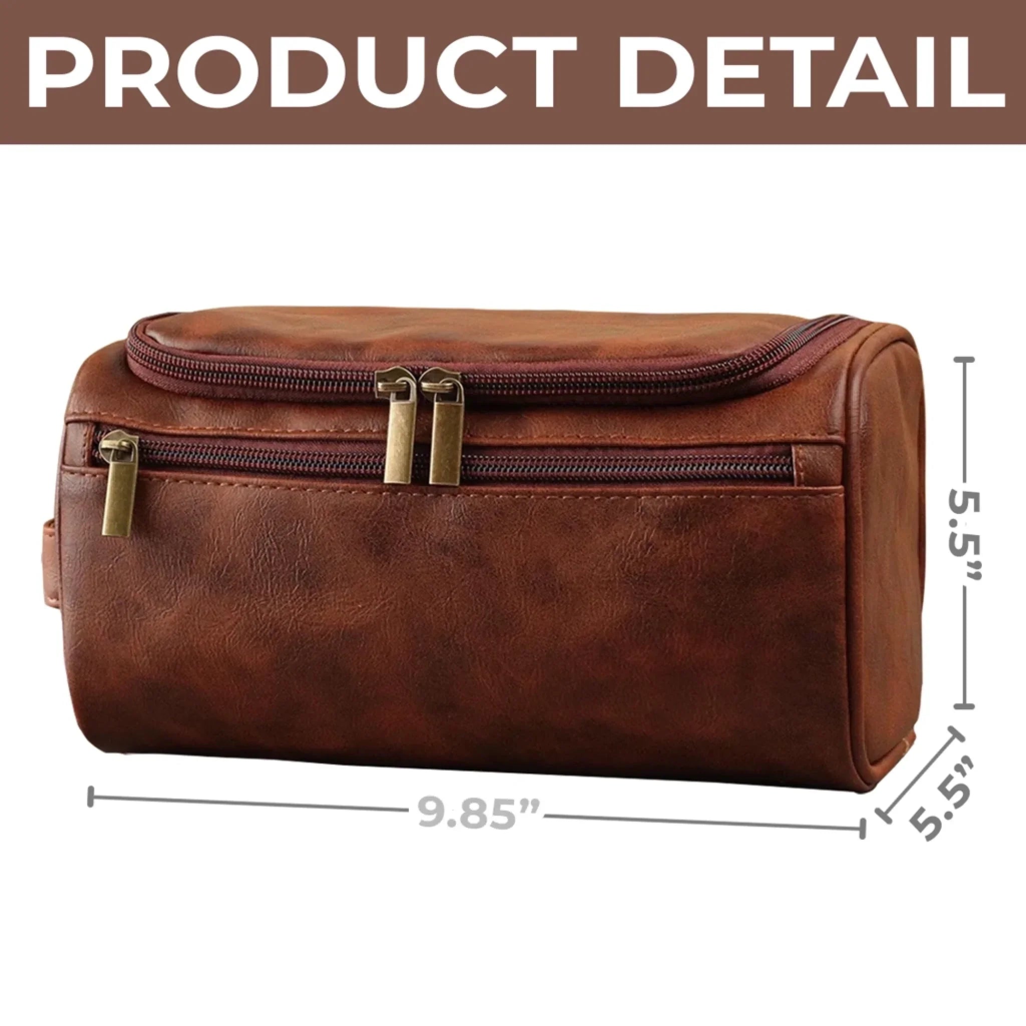 Custom Engraved Leather Toiletry Bag - Personalized Father's Day Birthday Gifts For Dad, Grandpa - Forever Thankful For Dad’s Love