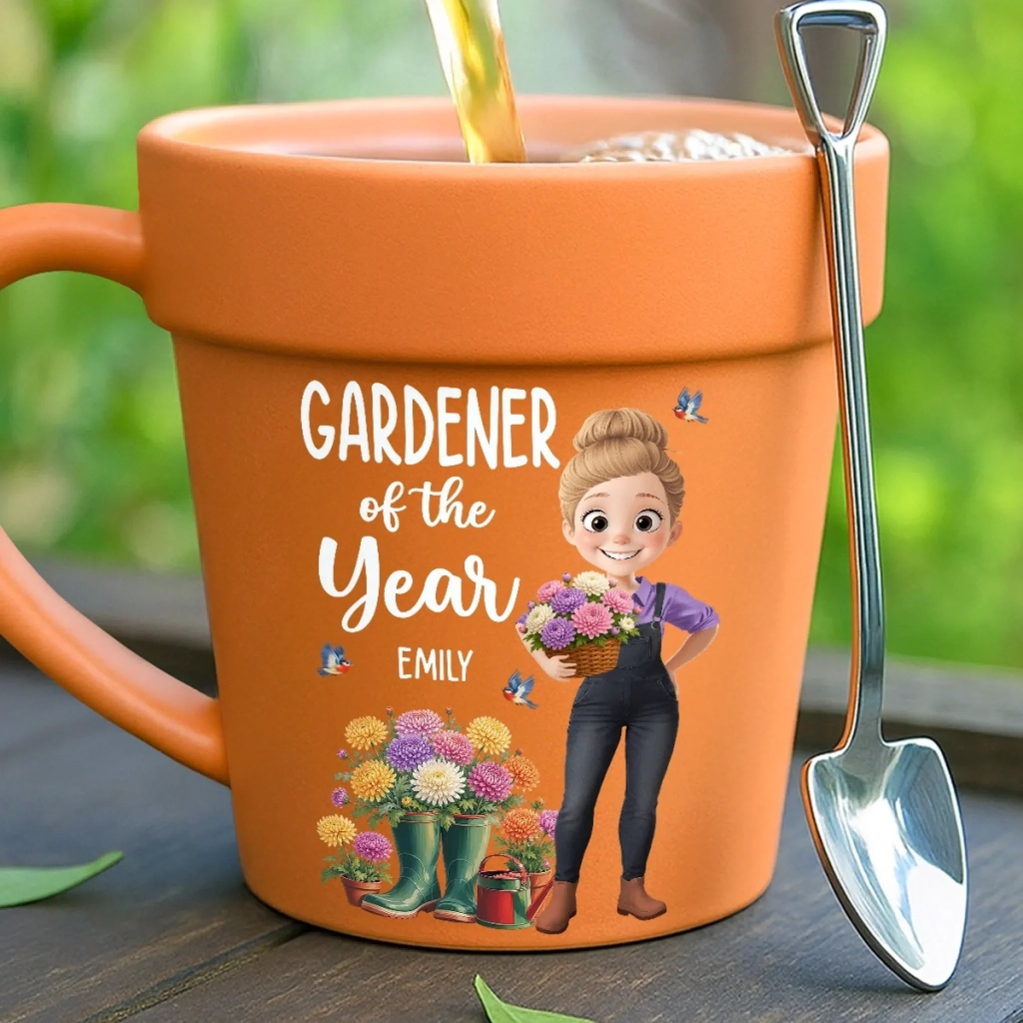 Custom Plant Pot Ceramic Mug - Personalized Birthday Garden Gifts For Gardeners - Queen Of The Green