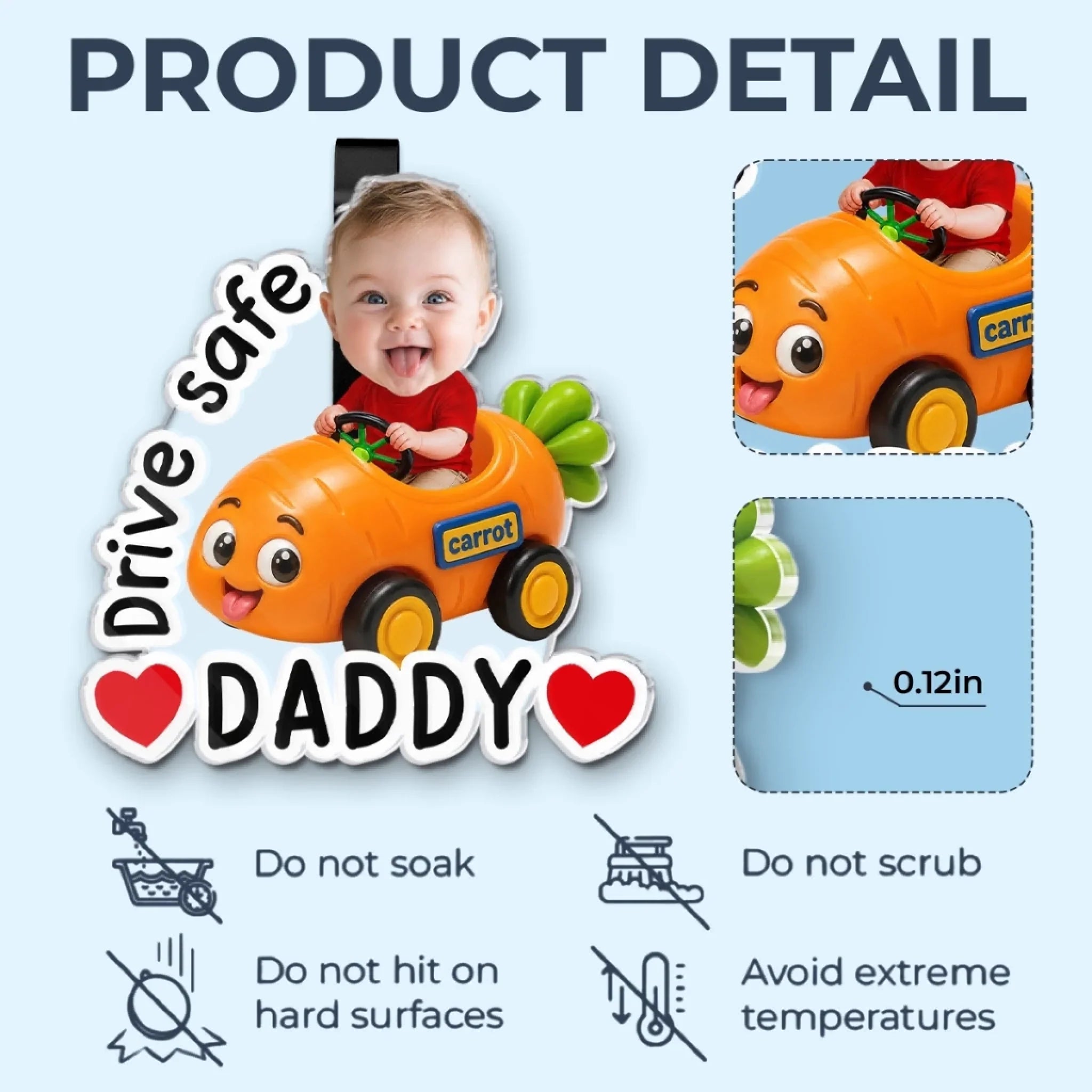 Custom Photo Acrylic Car Visor Clip - Personalized Father's Day Gifts For Dad, Grandpa - Buckled Up With Love
