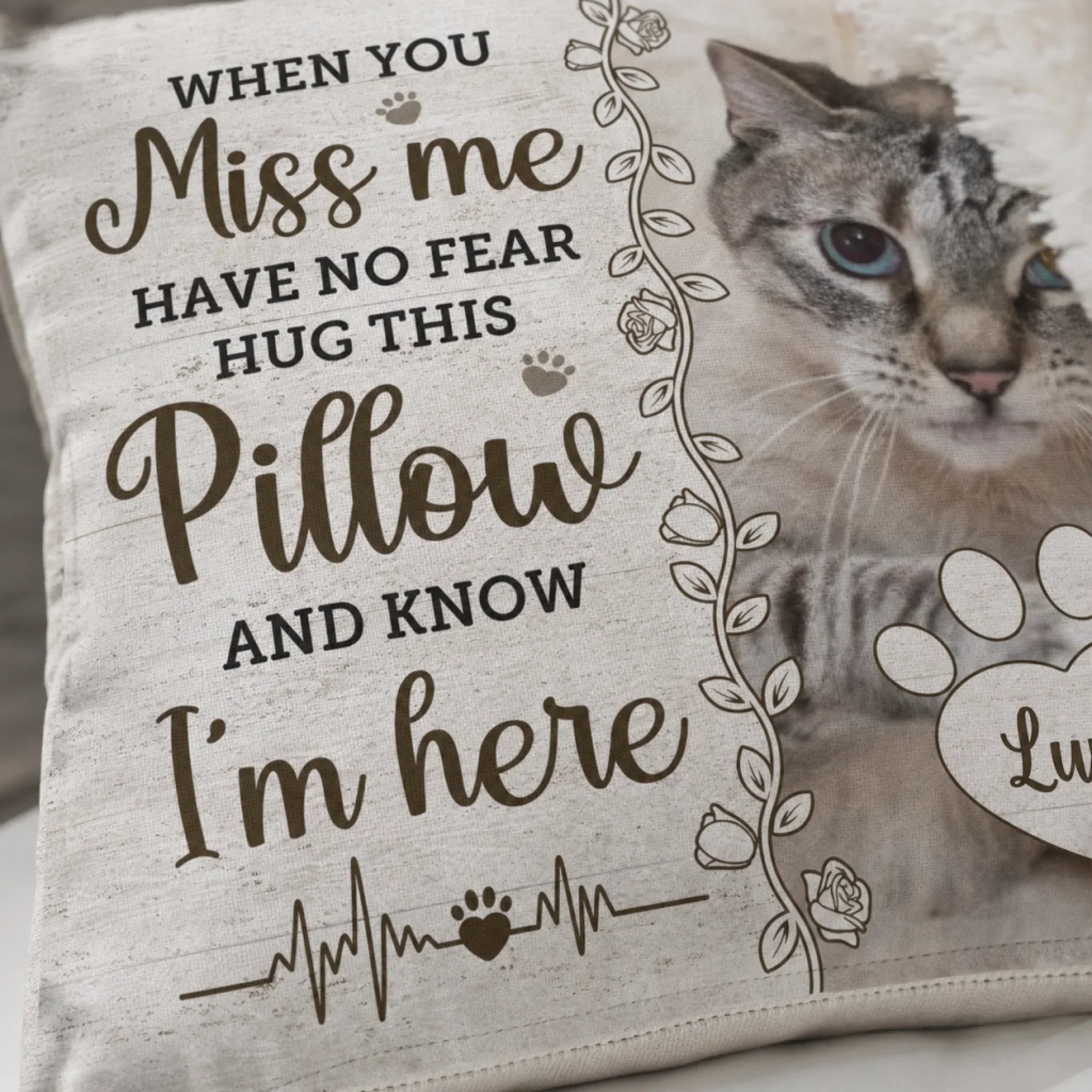 Custom Photo Four Paws, One Heart - Memorial Personalized Custom Pillow - Sympathy Gift For Pet Owners, Pet Lovers