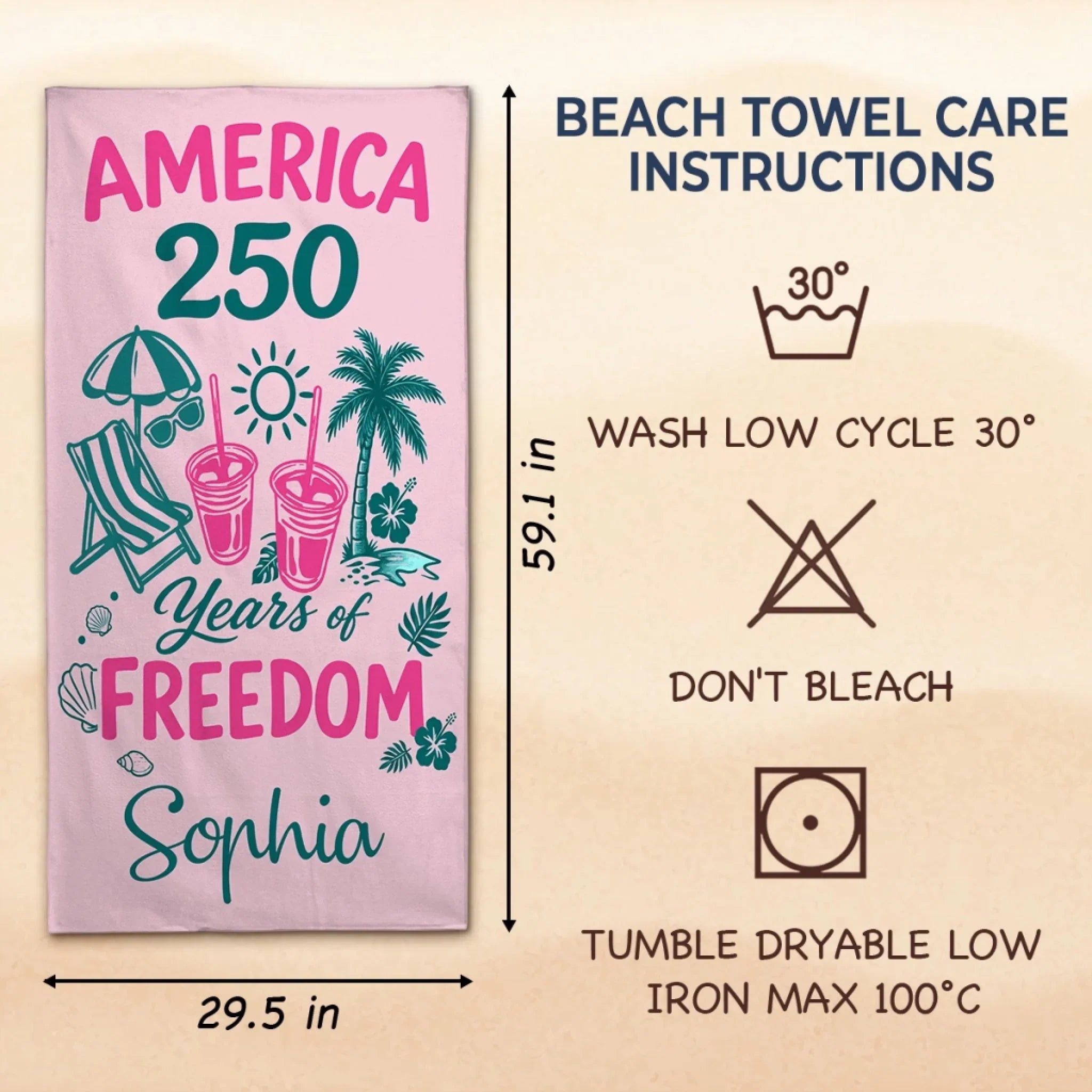 Custom Beach Towel - Personalized America 250th Anniversary, Summer Vacation And Travel Gifts For Mom, Dad, Brother, Sister, Kids - 250 Years Standing Strong