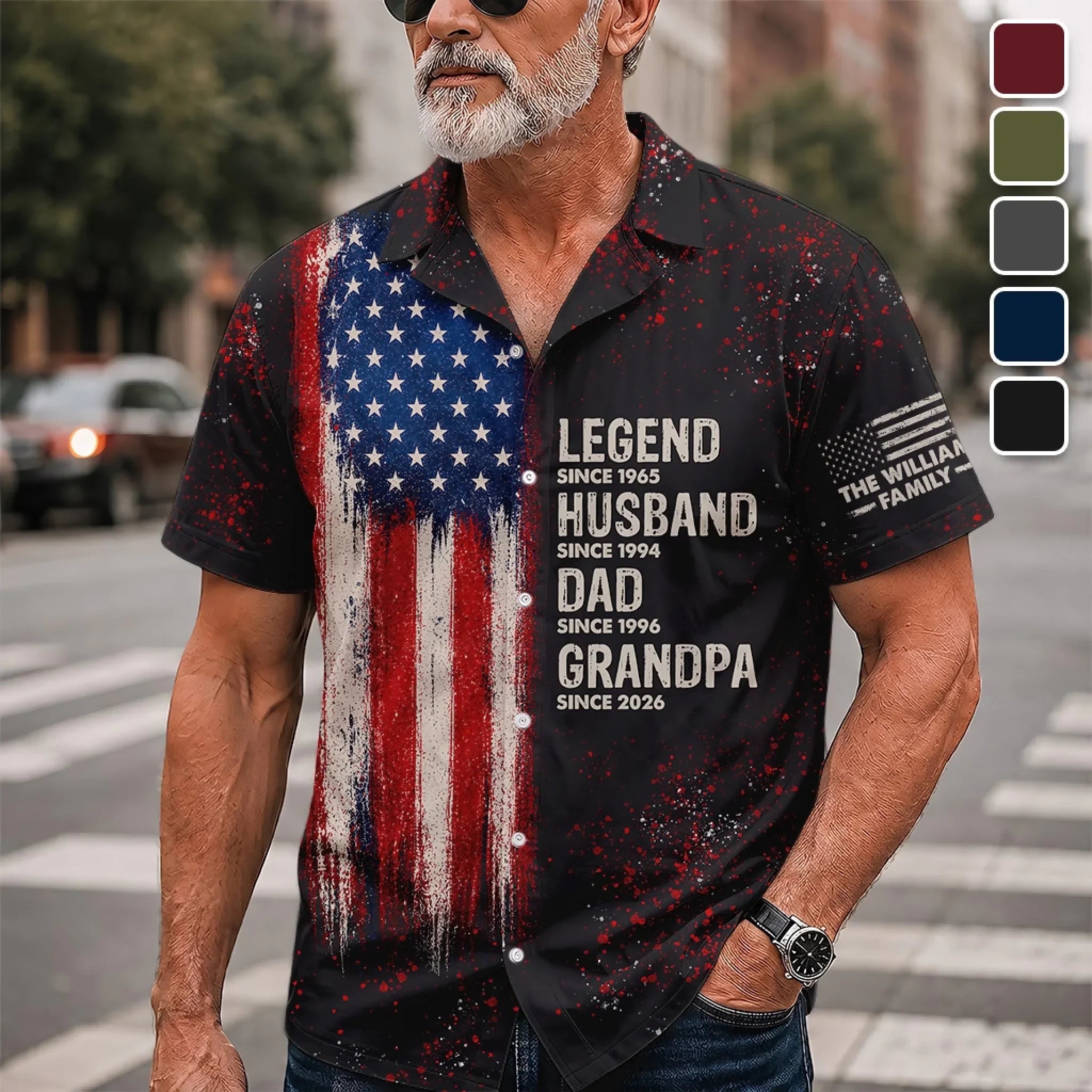 Custom Unisex Tropical Hawaiian Aloha Shirt - Personalized America 250th Anniversary Father's Day Gifts For Dad, Grandpa - Built On Freedom And Love