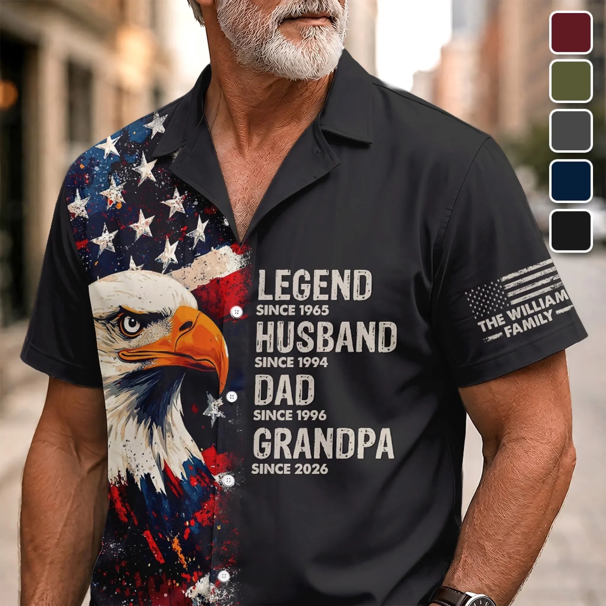 Custom Unisex Tropical Hawaiian Aloha Shirt - Personalized America 250th Anniversary Father's Day Gifts For Dad, Grandpa - Strong Fathers Strong Families