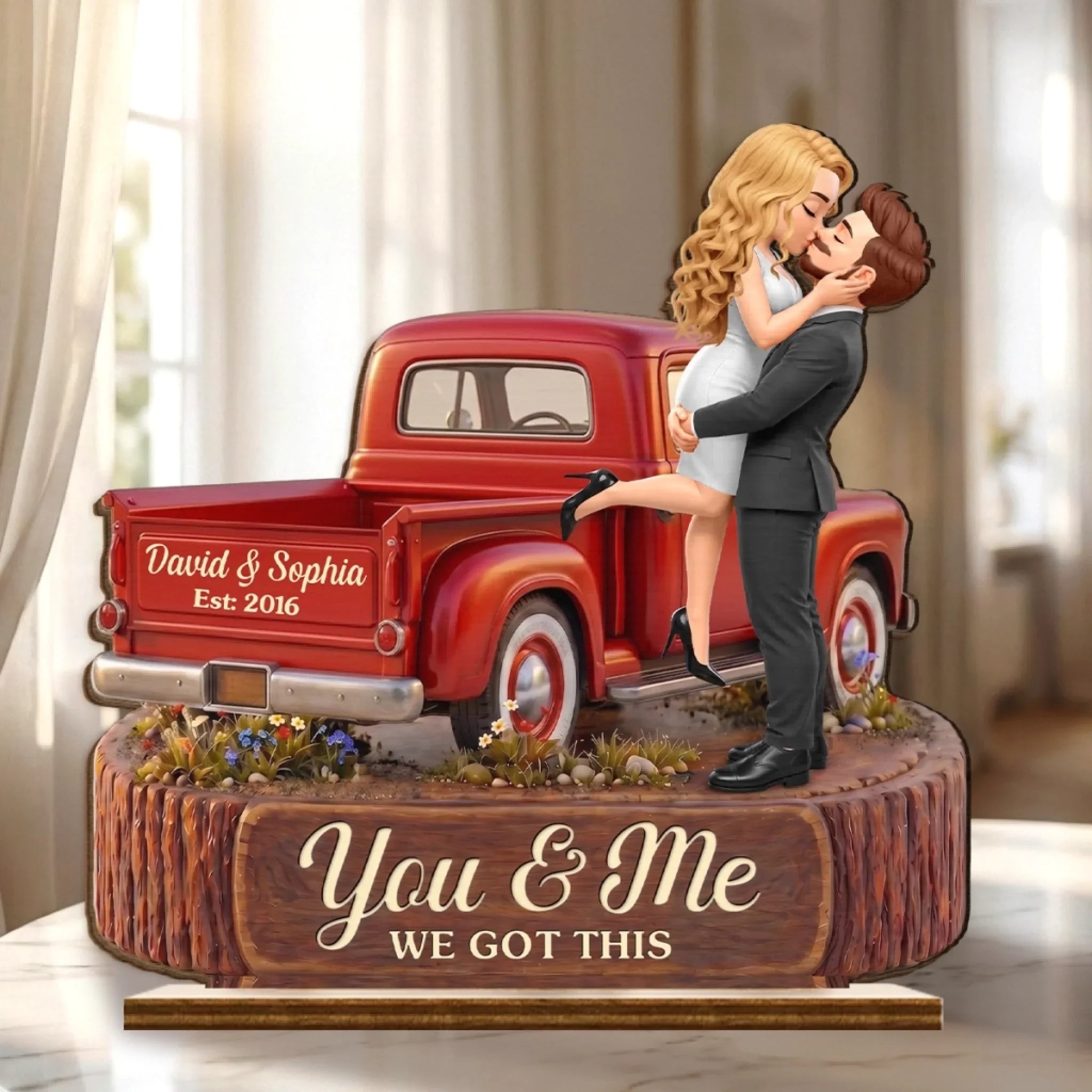 Custom 2-Layered Wooden Plaque - Personalized Anniversary Wedding Gifts For Husband And Wife, Him And Her - Riding Through Life Together
