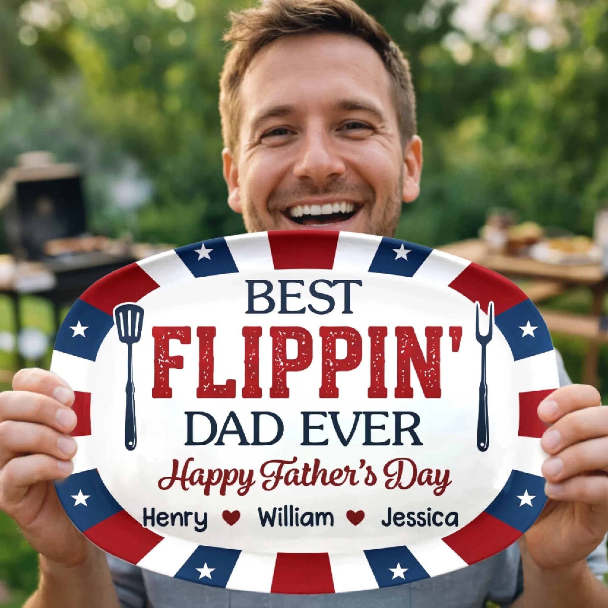 Custom Platter - Personalized Father's Day Birthday Gifts For Dad, Grandpa - Made With Love Served Proud