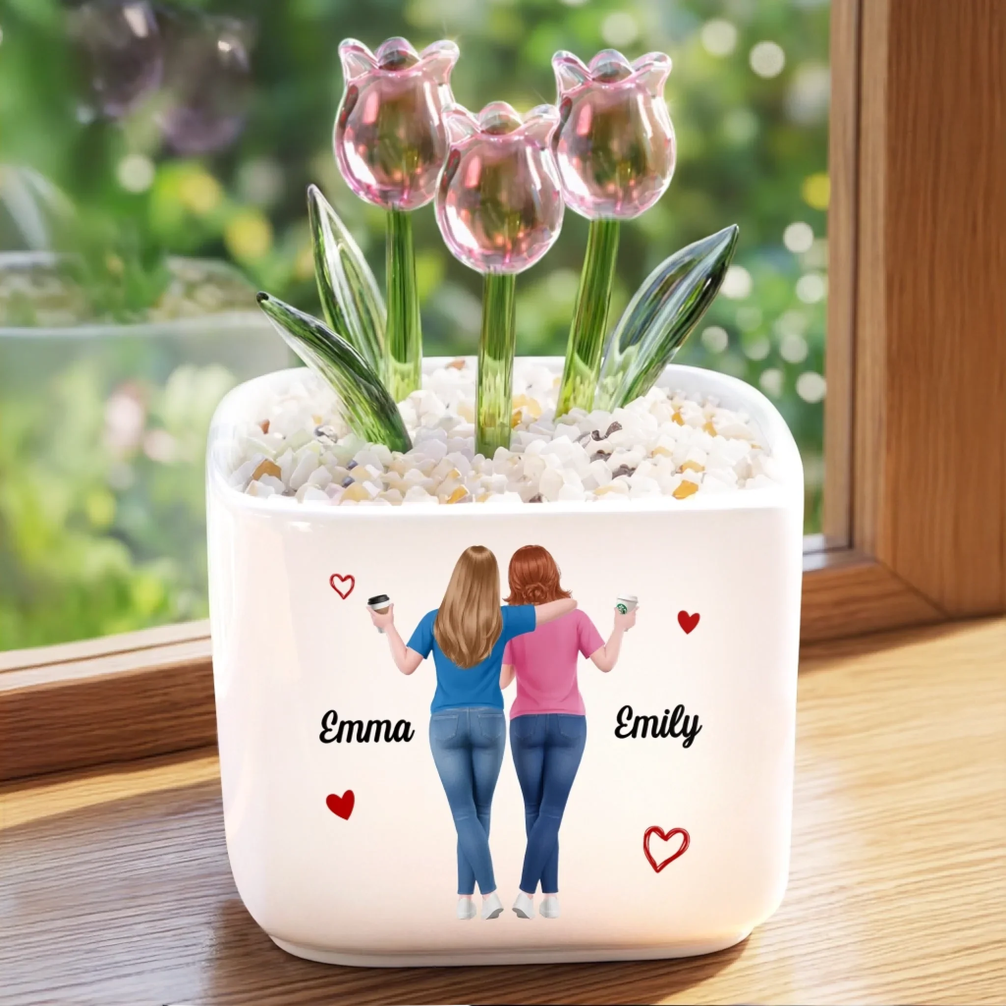 Custom Glass Everlasting Tulips - Personalized Best Friend Birthday Gifts For Women, Besties, Sisters, BFF - Got Your Back, Always