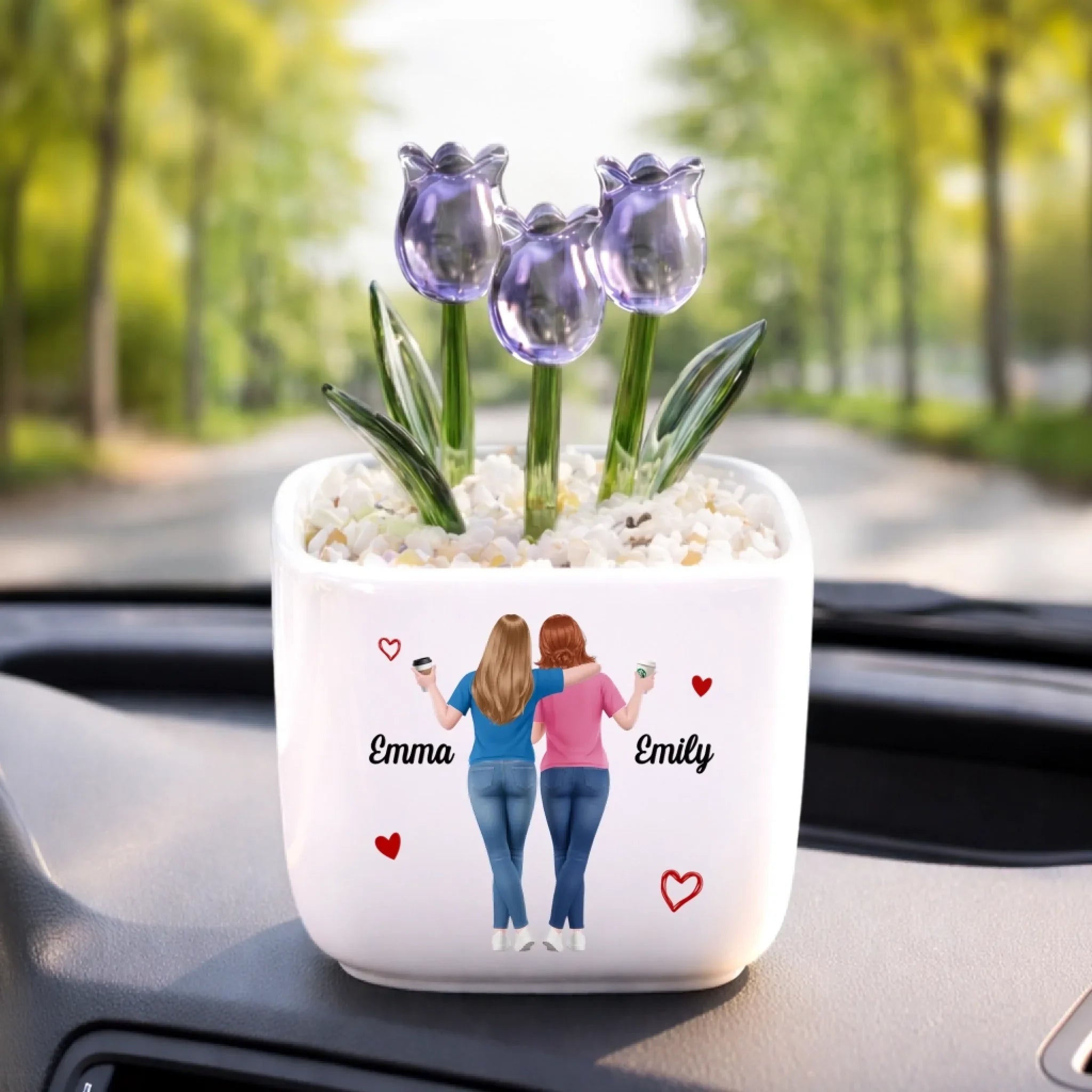 Custom Glass Everlasting Tulips - Personalized Best Friend Birthday Gifts For Women, Besties, Sisters, BFF - Ride Or Die, Literally