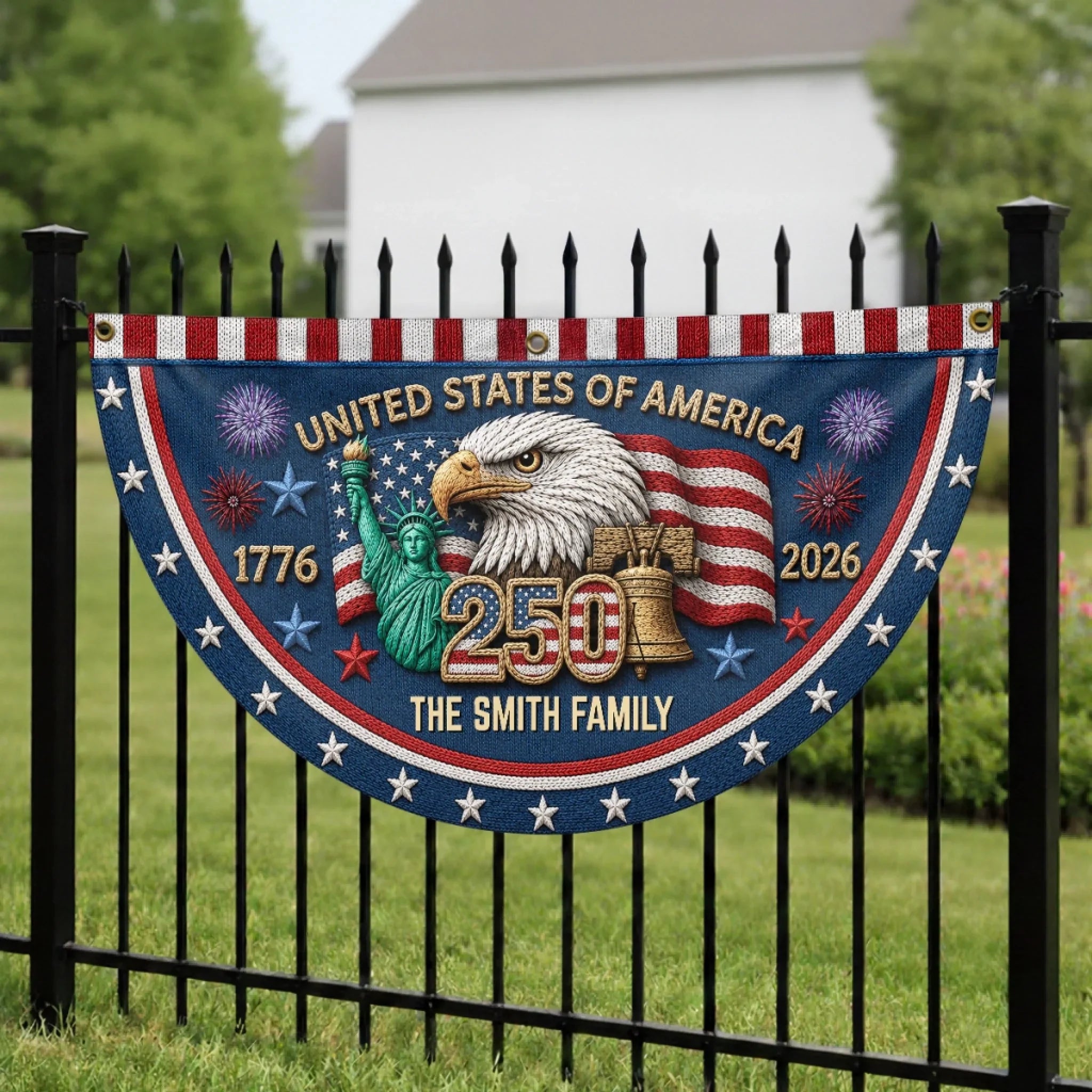 Custom Non-Pleated Fan Flag -  Personalized America 250th Anniversary Gifts For Mom, Dad, Brother, Sister, Kids - Born To Celebrate Freedom