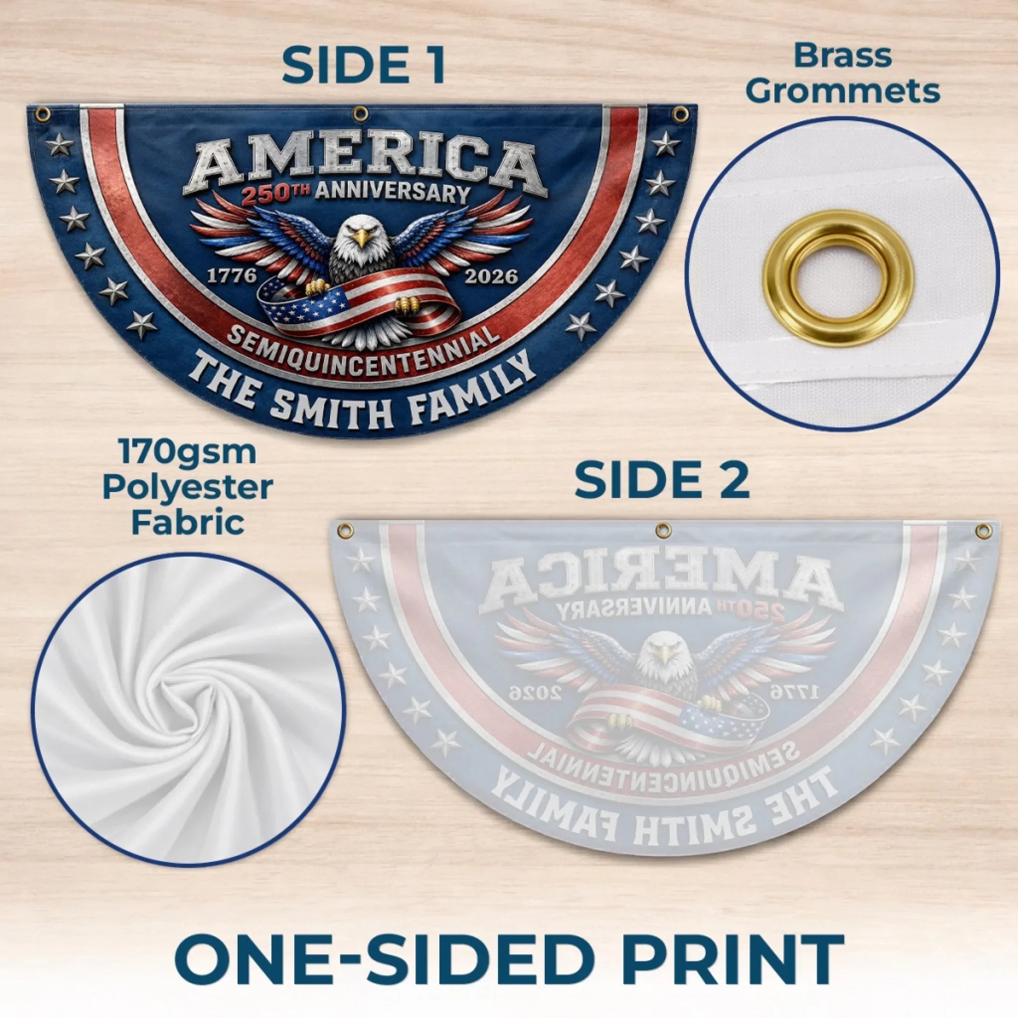 Custom Non-Pleated Fan Flag -  Personalized America 250th Anniversary Gifts For Mom, Dad, Brother, Sister, Kids - Land Of Freedom And Love