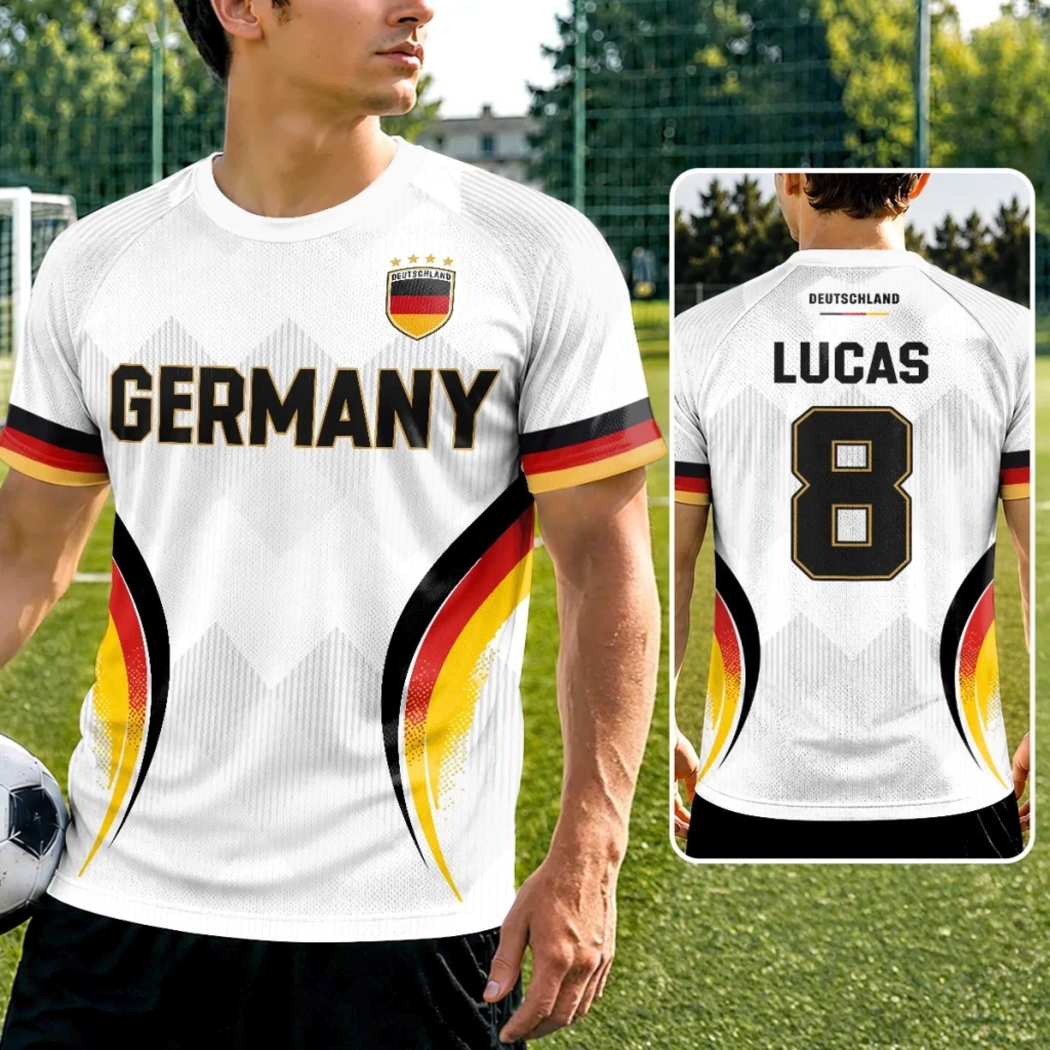 Custom Men's Germany 2026 Jersey Shirt - Personalized Birthday Gifts For Soccer Lovers, Sports Fans, Sports Lovers - Chasing Goals And Glory