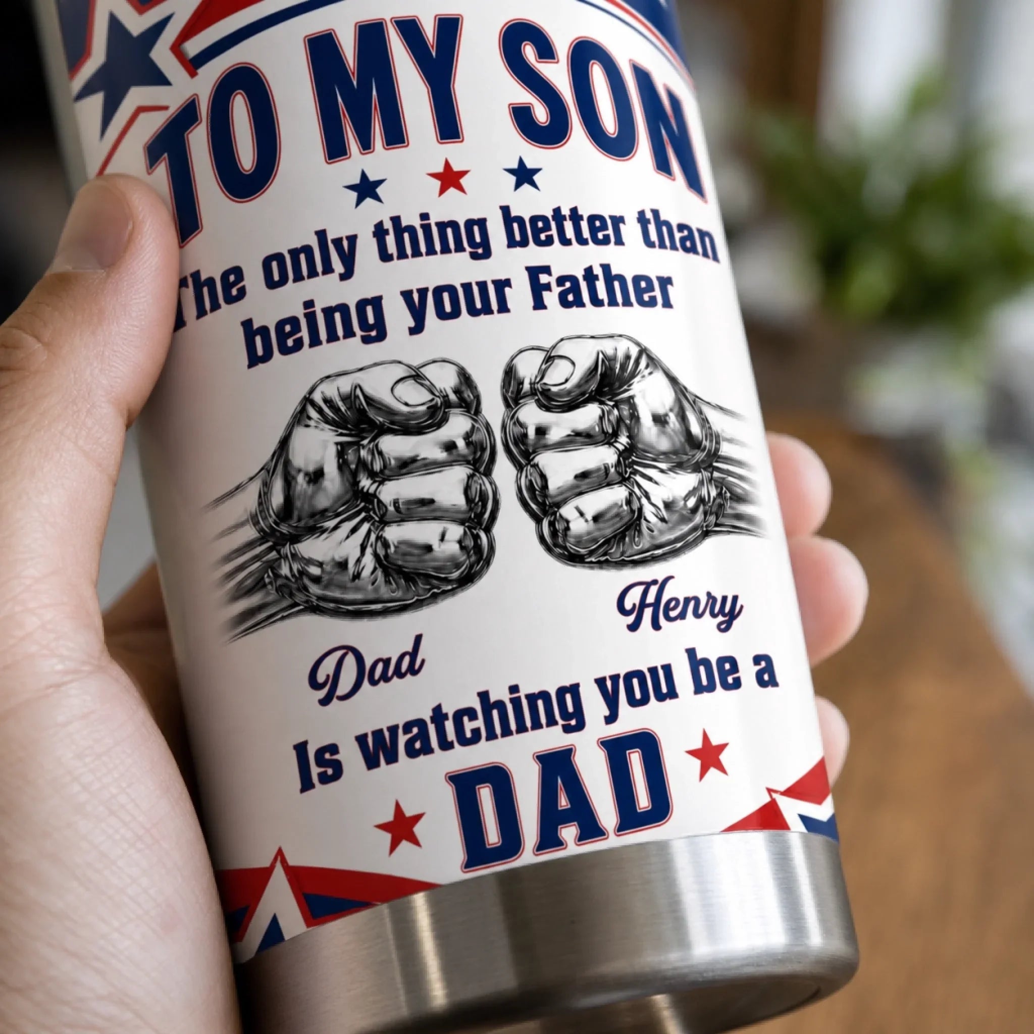 Custom Tumbler - Personalized Father's Day Birthday Gifts For Son - Built Tough Loved Forever