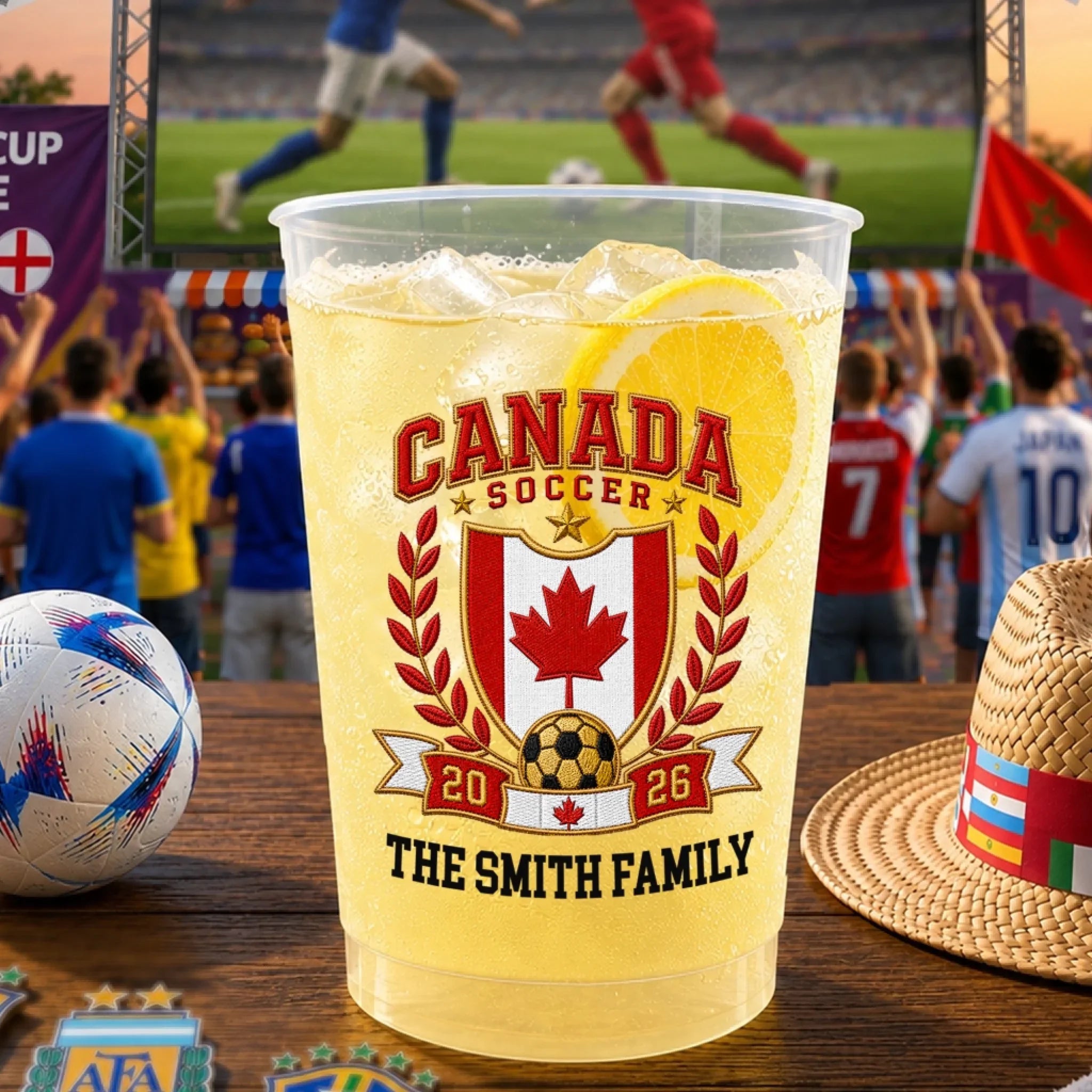 Custom International Soccer Tournament Party Cups - Personalized Birthday Gifts For Soccer Lovers, Sports Fans, Sports Lovers - Crowned With Soccer Glory