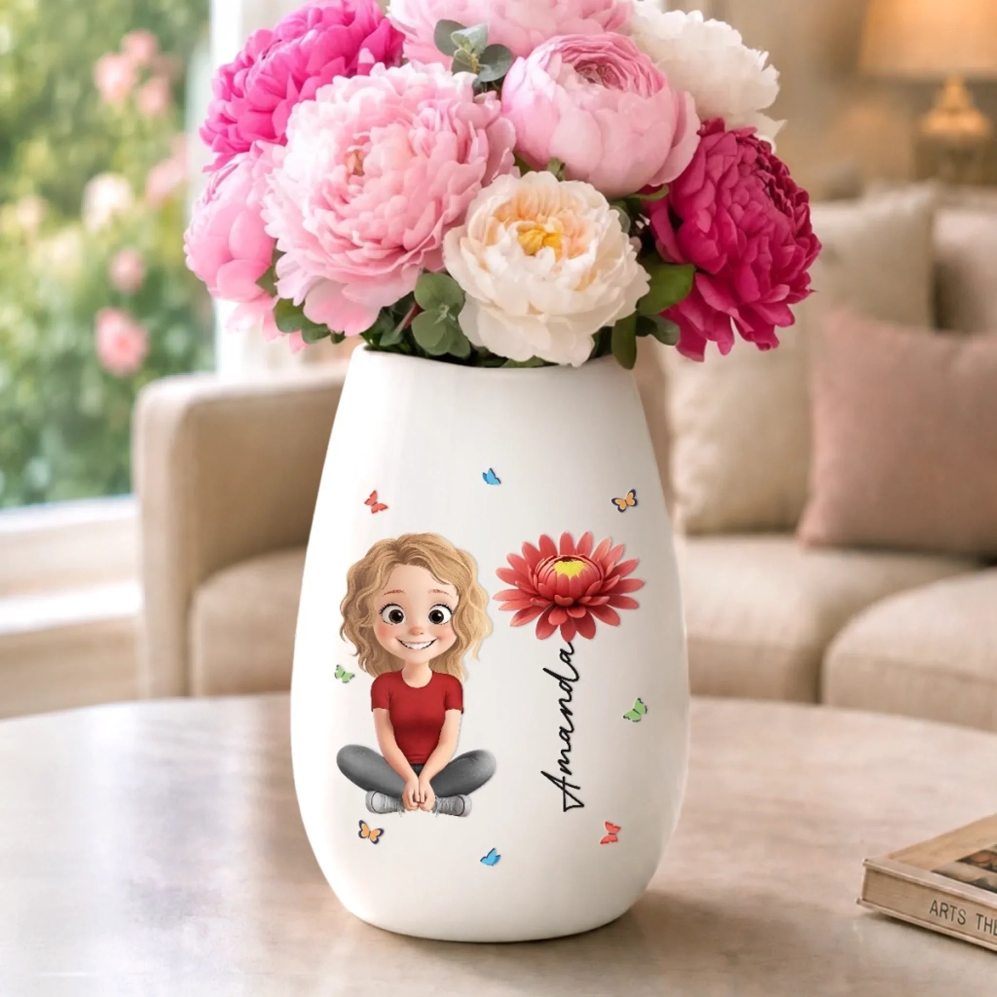 Custom Oval Ceramic Flower Vase - Personalized  Best Friend Birthday Gifts For Women, Besties, Sisters, BFF - A Little Piece Of Me