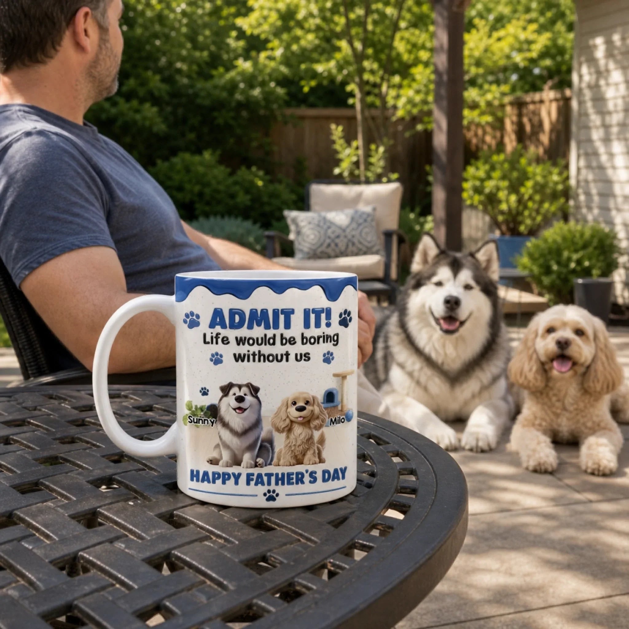 Custom 3D Inflated Effect Printed Mug - Personalized Father's Day Gifts For Dog Cat Lovers, Dog Dad And Mom, Cat Owners - The Best Therapist Has Fur