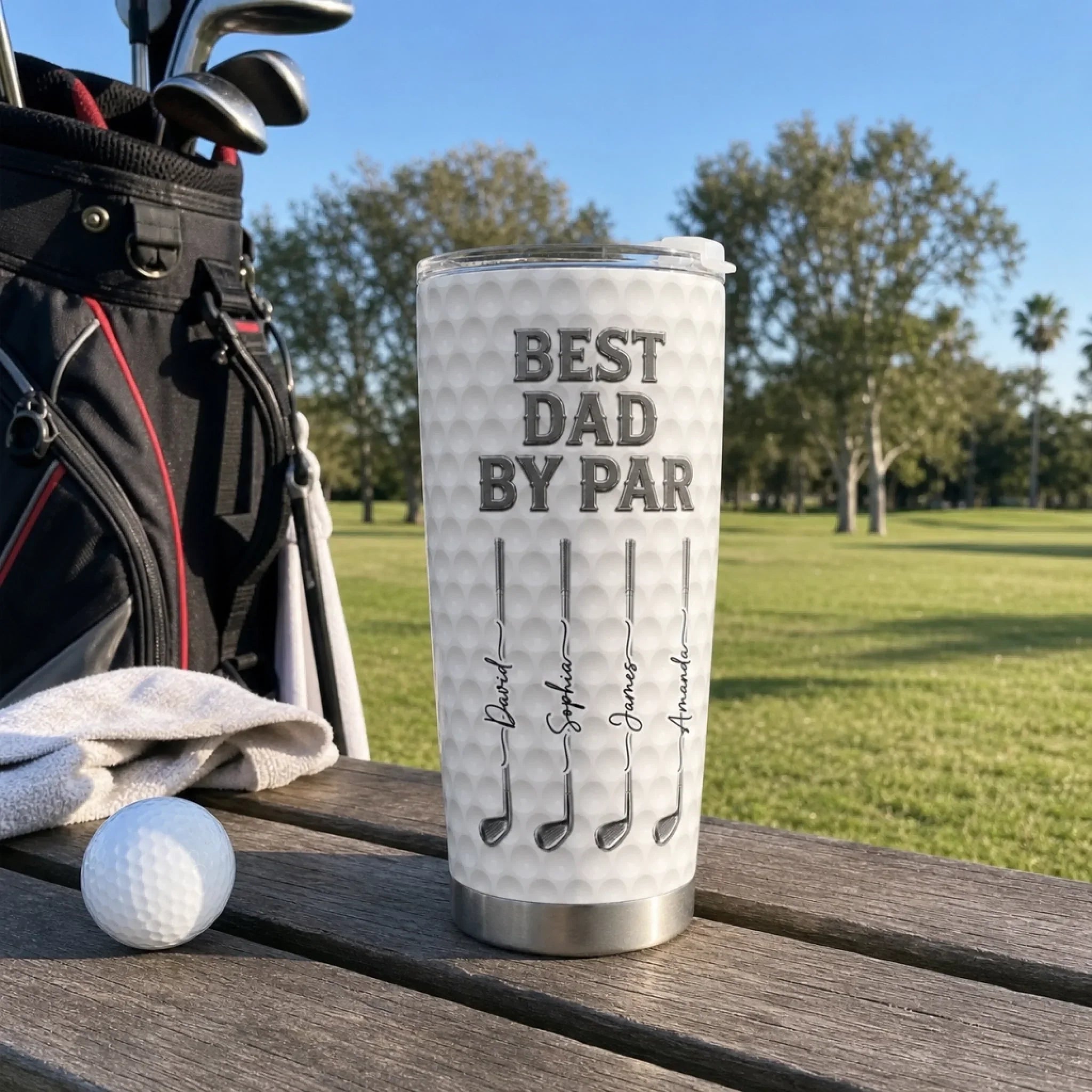 Custom Golf Tumbler - Personalized Father's Day Birthday Gifts For Dad, Grandpa, Golf Lovers, Sports Fans, Sports Lovers - Fueled By Coffee And Birdies