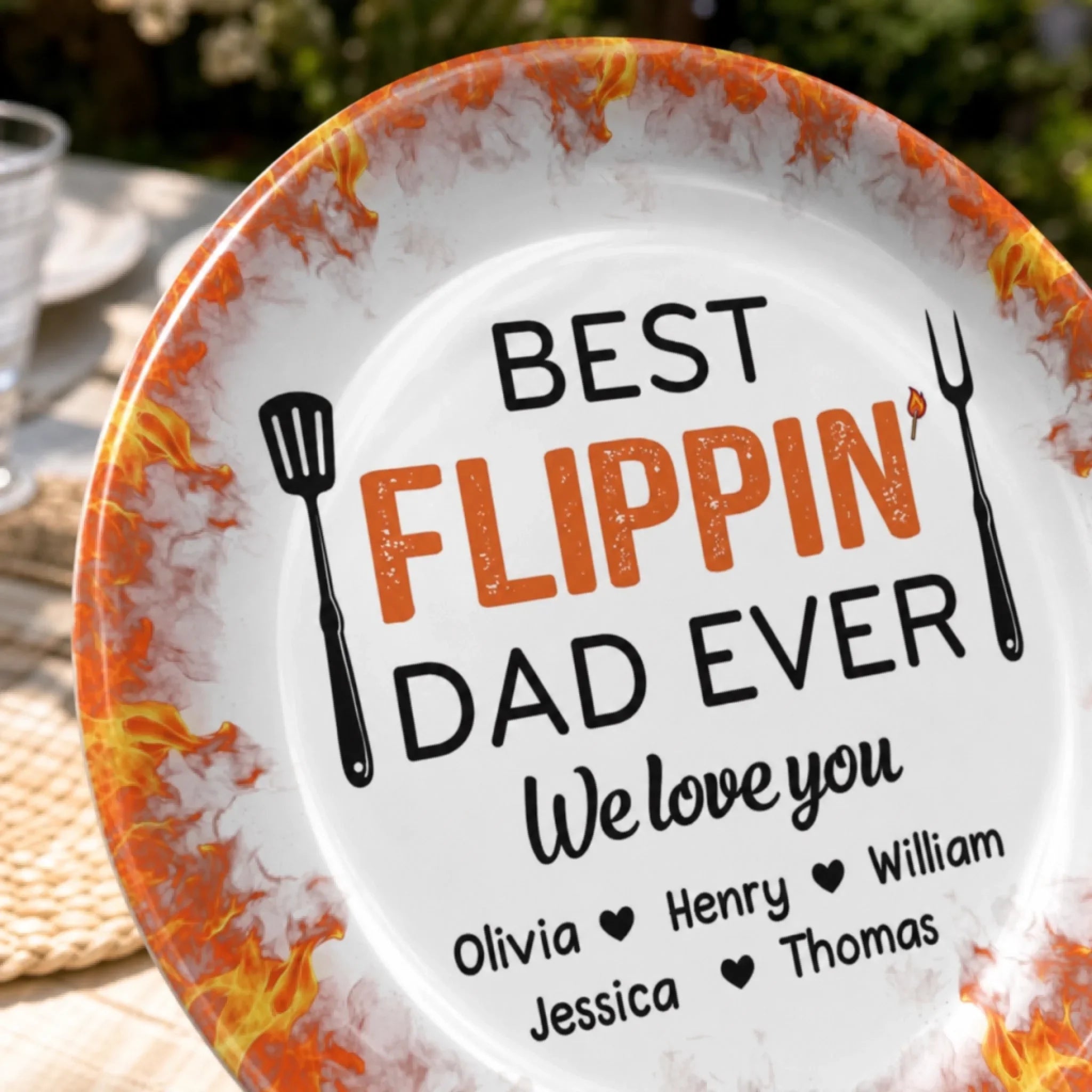 Custom Ceramic Plate - Personalized Father's Day Birthday Gifts For Dad, Grandpa - Kitchen Boss On Duty