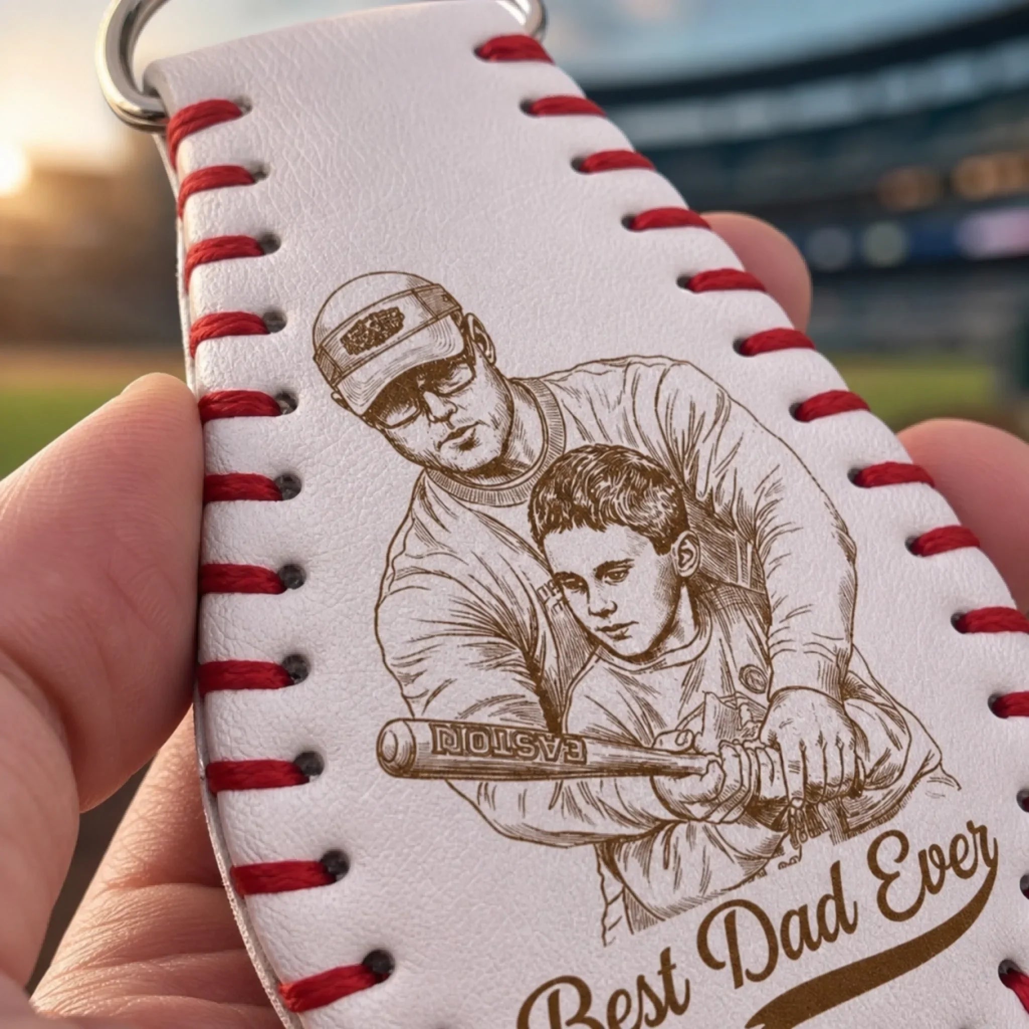 Custom Photo Baseball Leather Keychain - Personalized Father's Day Birthday Gifts For Dad, Grandpa, Baseball Lovers, Sports Fans, Sports Lovers - Baseball State Of Mind