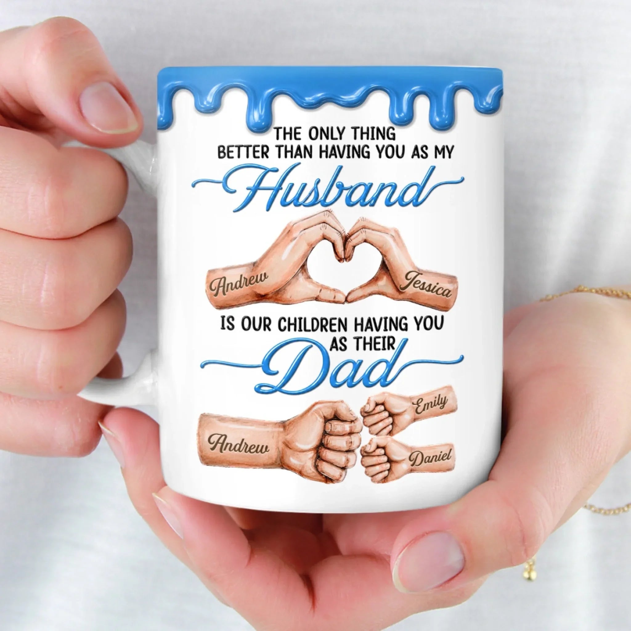 Custom 3D Inflated Effect Printed Mug - Personalized Father's Day Birthday Gifts For Dad, Grandpa, Husband - First My Love, Forever Their Dad