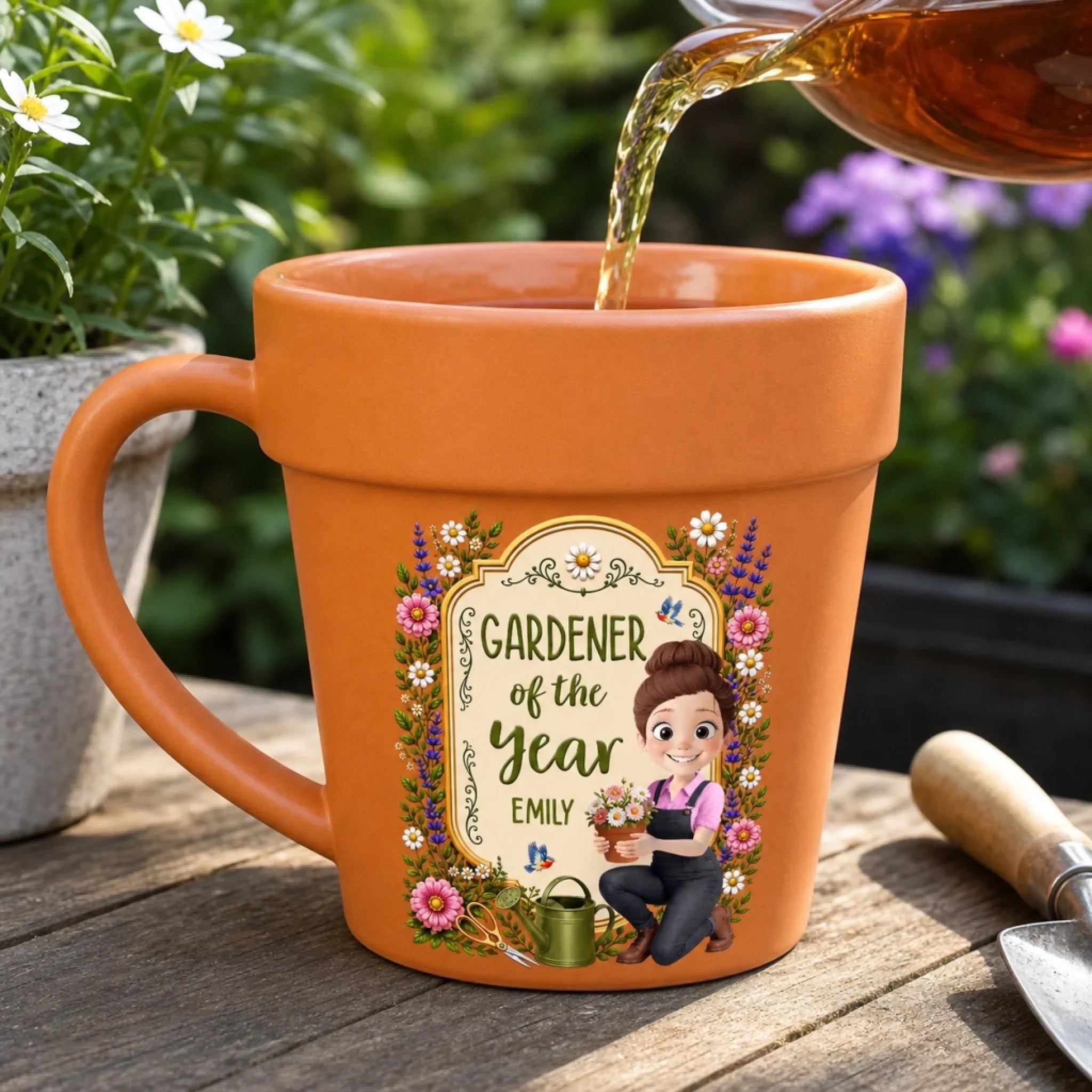 Custom Plant Pot Ceramic Mug - Personalized Birthday Garden Gifts For Gardeners - Her Happiest Morning Routine