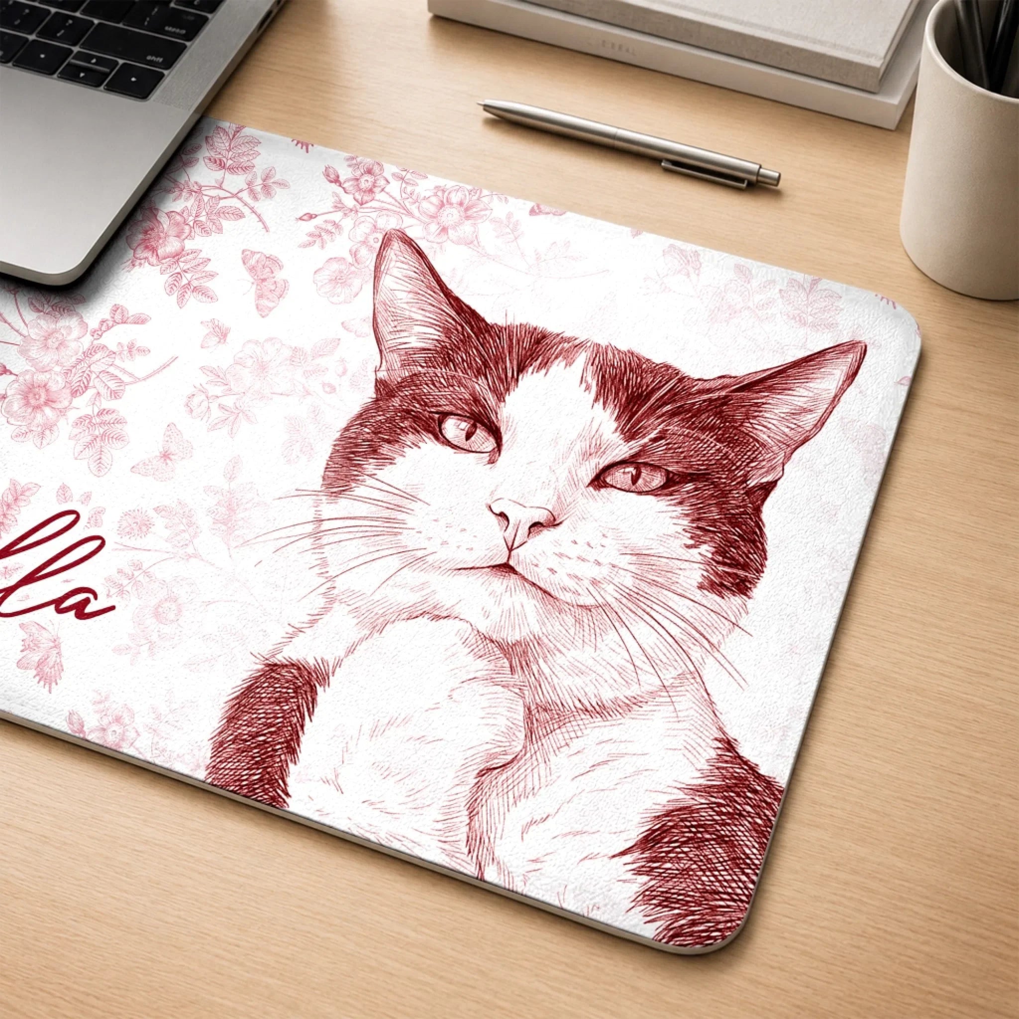 Custom Photo Desk Mat - Personalized Birthday Gifts For Dog Cat Lovers, Dog Dad And Mom, Cat Owners - Forever Etched In My Heart