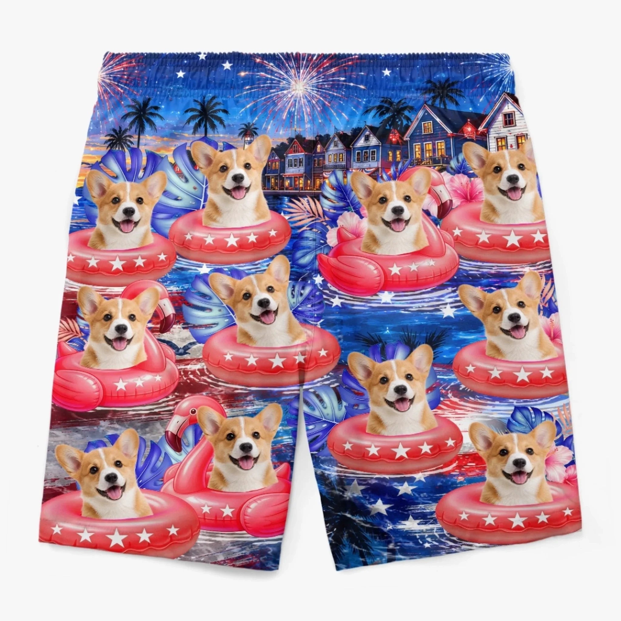 Custom Photo Tropical Hawaiian Aloha Men Beach Shorts - Personalized Summer Vacation And Travel Gifts For Dog Cat Lovers, Dog Dad And Mom, Cat Owners - Home of the Paws
