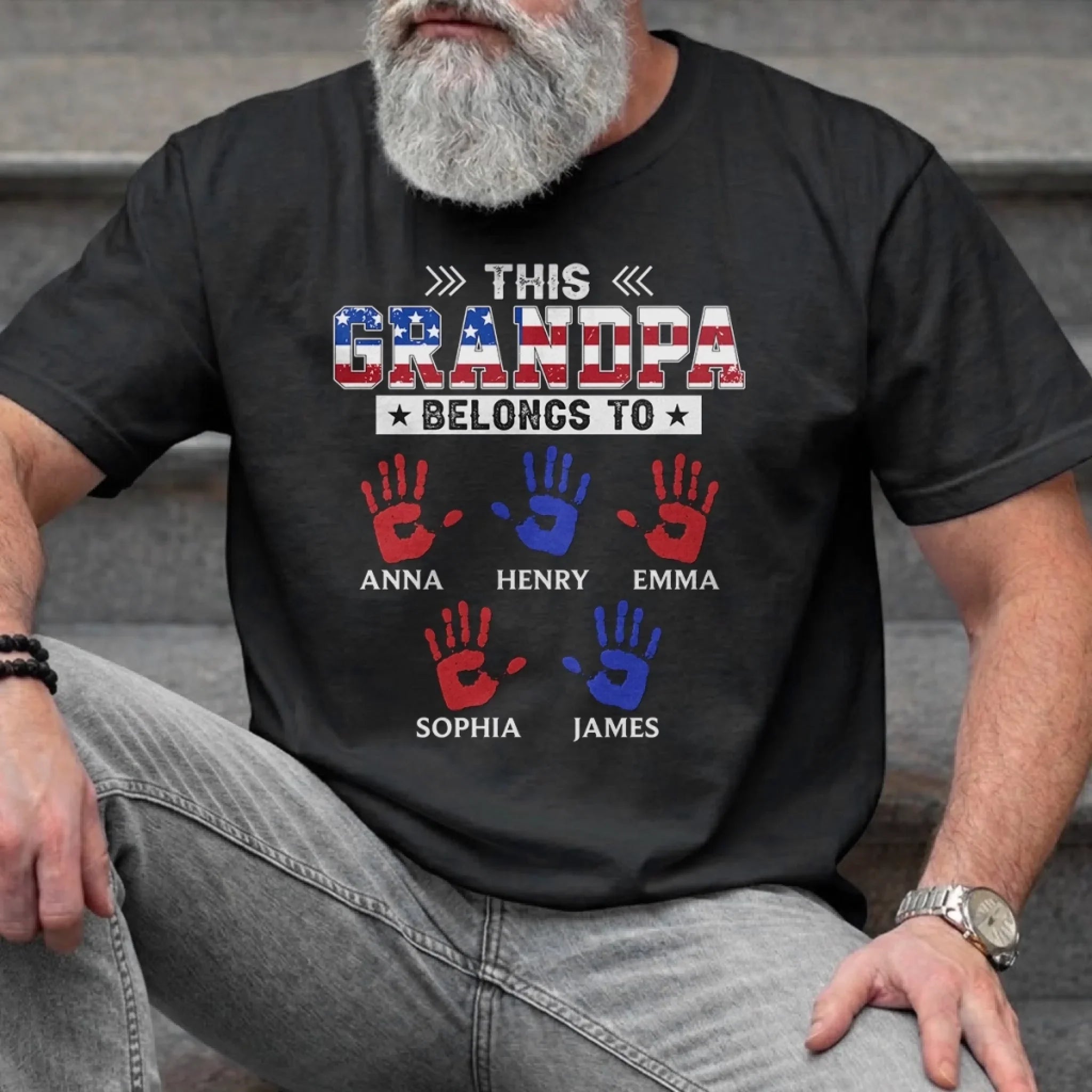 Custom T-shirt, Hoodie – Personalized America 250th Anniversary Gifts For Dad, Grandpa – This Proud Grandpa Belongs To Awesome Kids