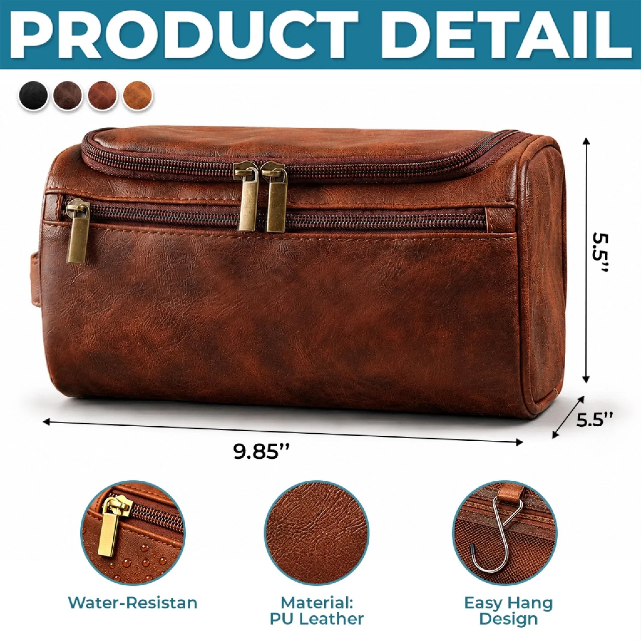 Custom Leather Toiletry Bag - Personalized Father's Day Birthday Gifts For Dad, Grandpa - Dad’s Love Never Fades
