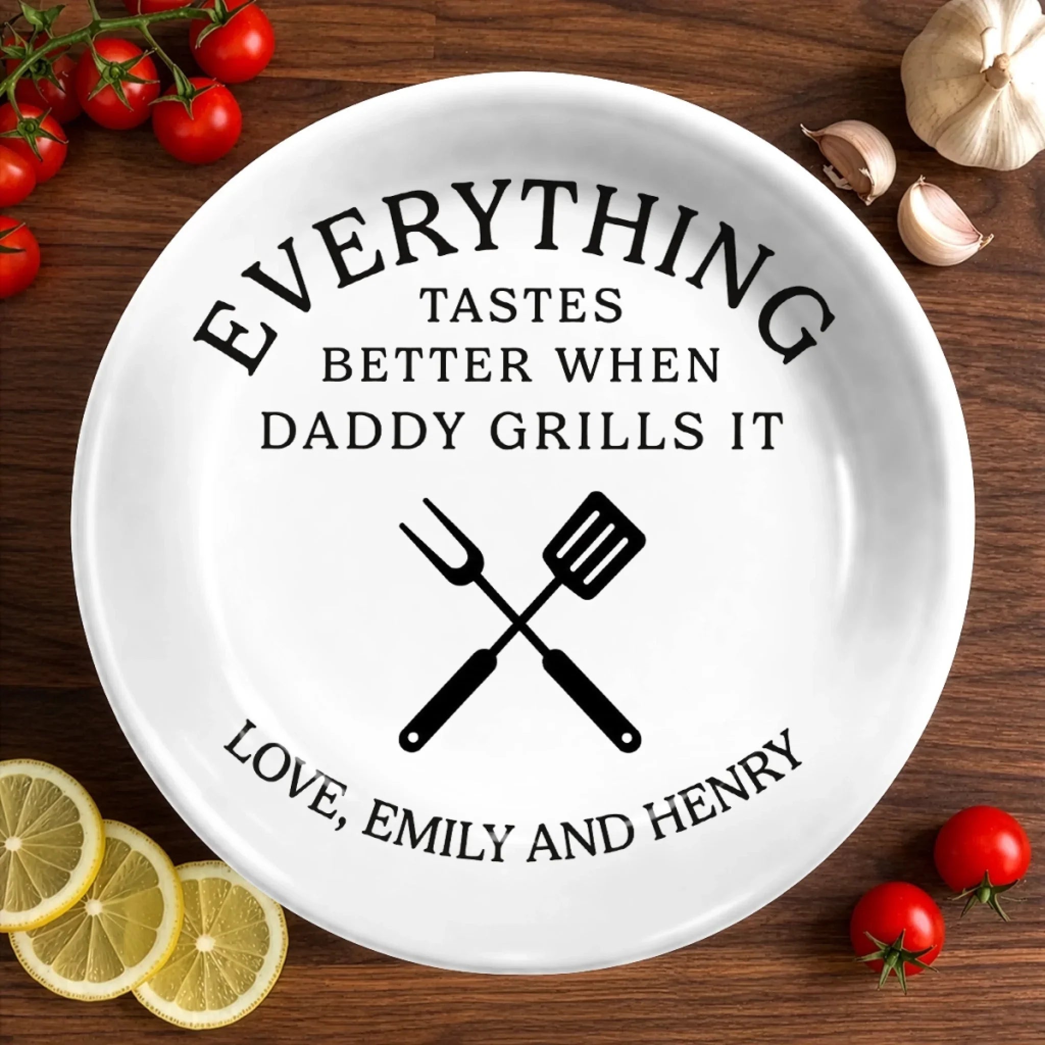 Custom Ceramic Plate - Personalized Father's Day Birthday Gifts For Dad, Grandpa - Served With Love Always