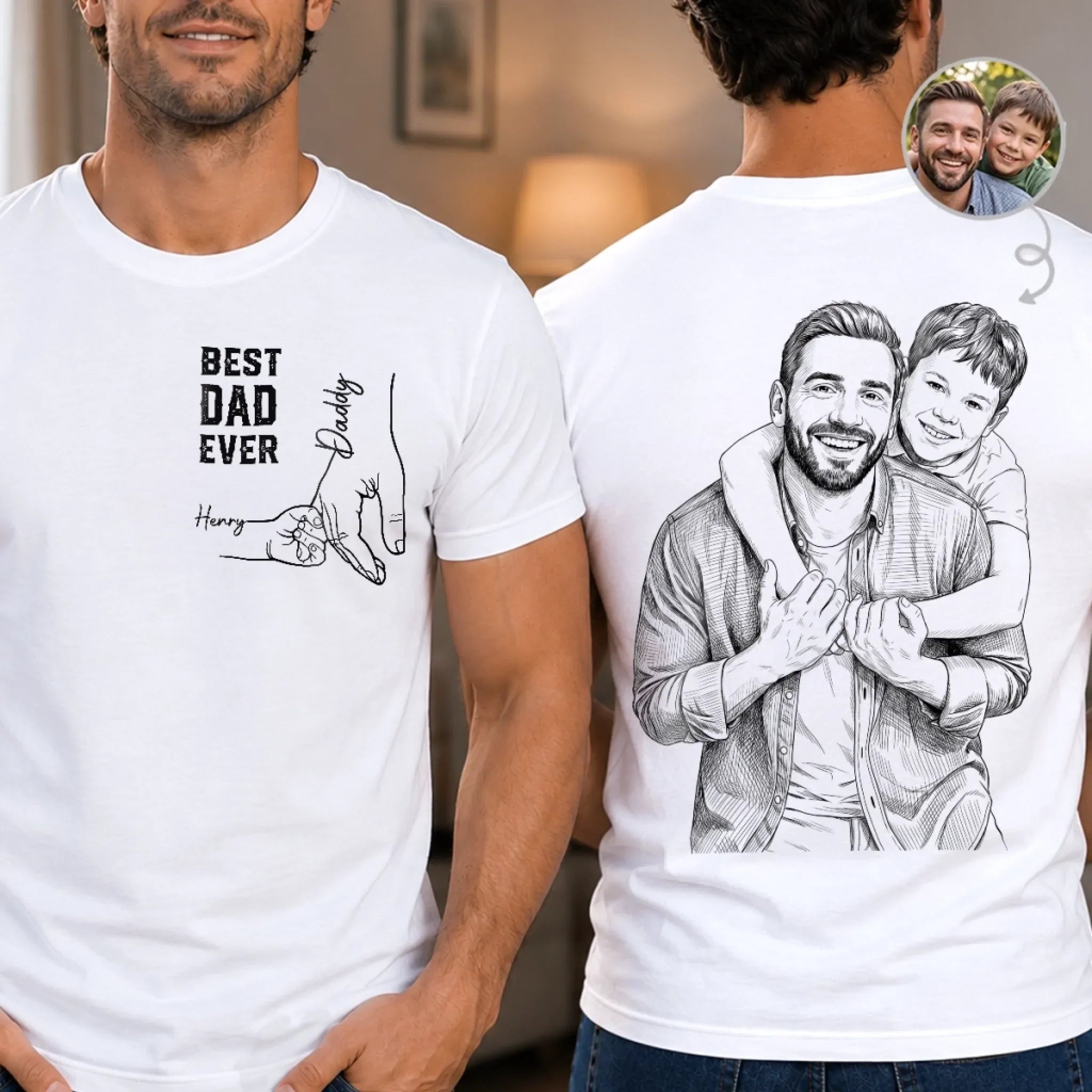 Custom Photo Unisex T-shirt - Personalized Father's Day Birthday Gifts For Dad, Grandpa - Blessed With The Best Dad