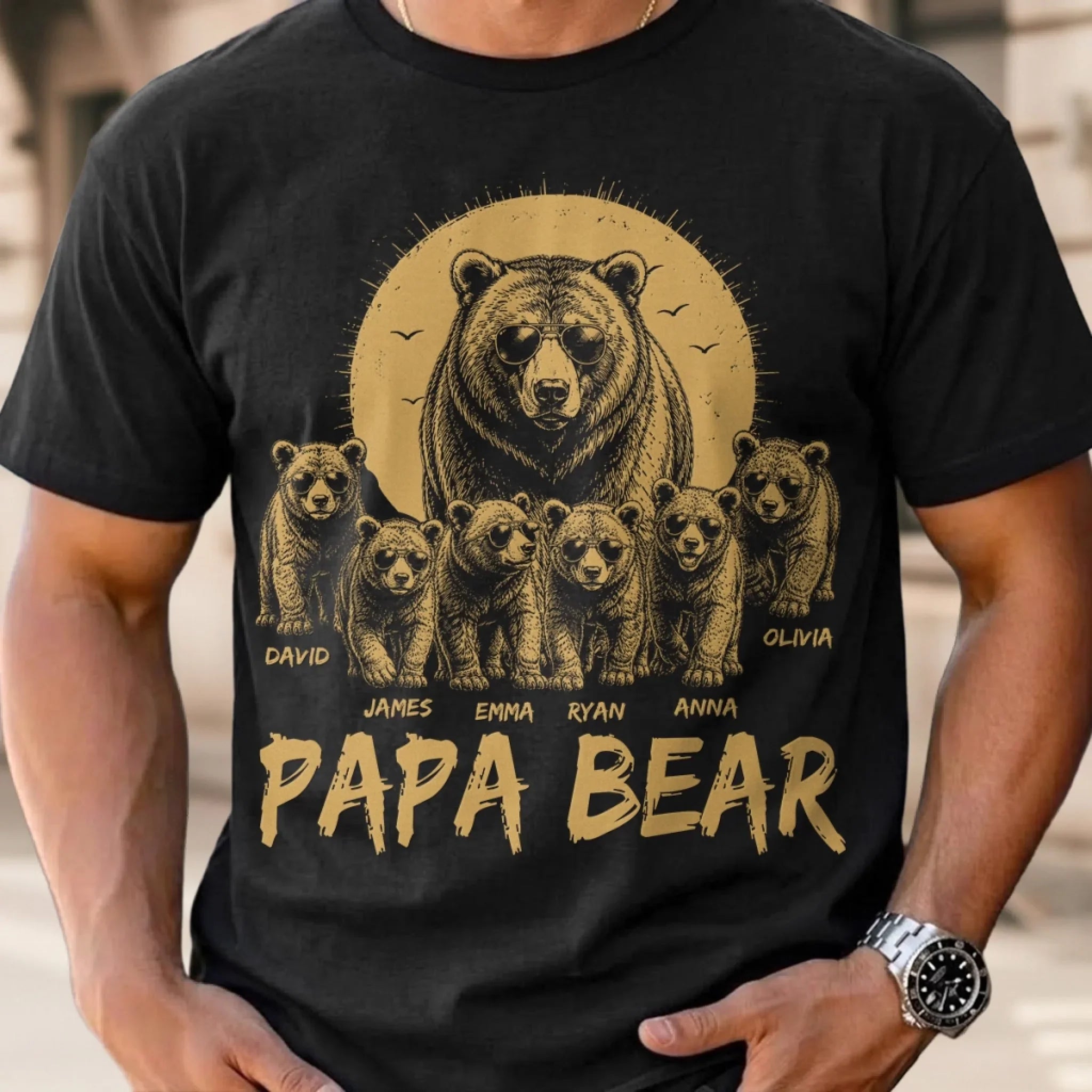 Custom T-shirt, Hoodie - Personalized Father's Day Birthday Gifts For Dad, Grandpa - This Bear Loves His Cubs