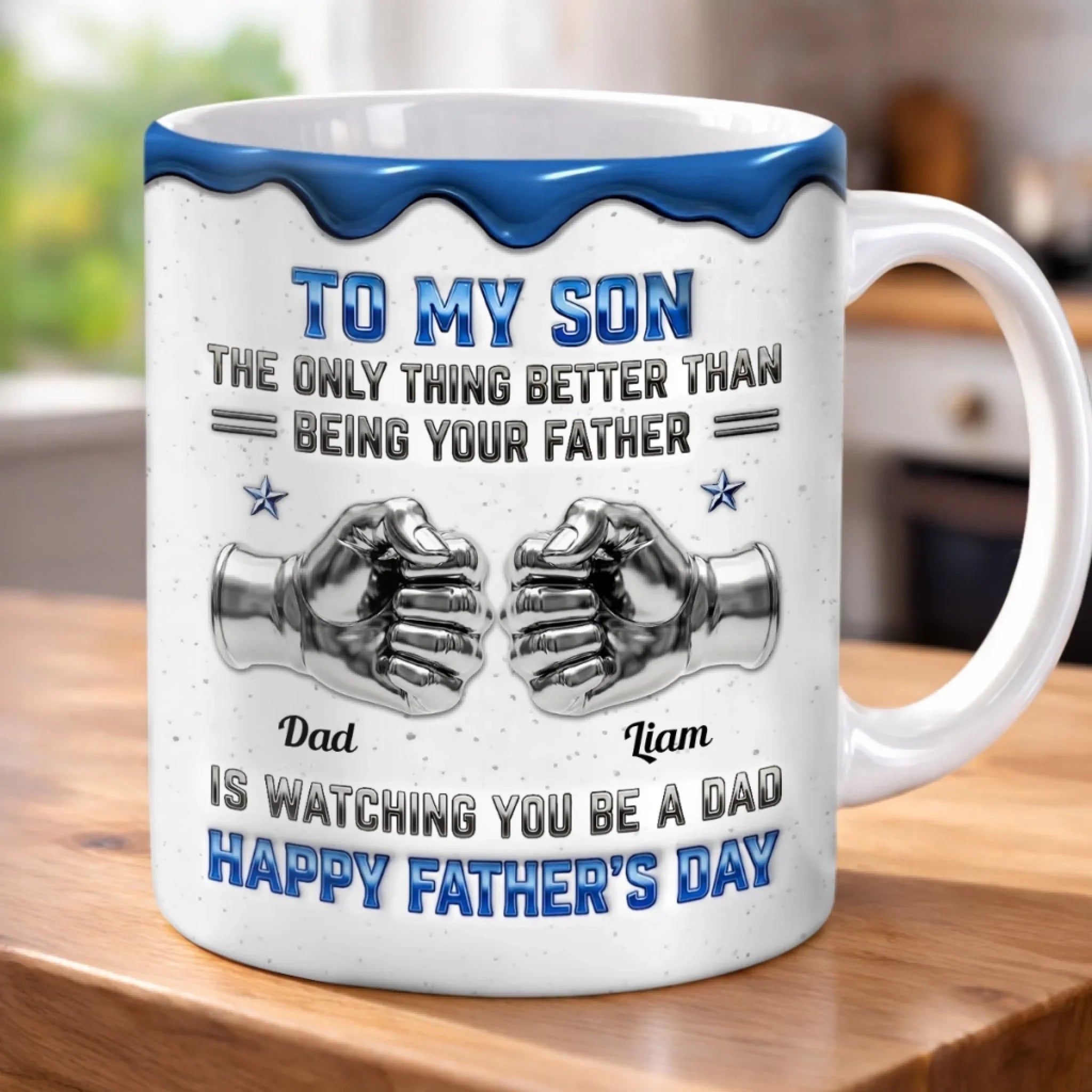 Custom 3D Inflated Effect Printed Mug - Personalized Father's Day Birthday Gifts For Son - Strong Bond Proud Legacy