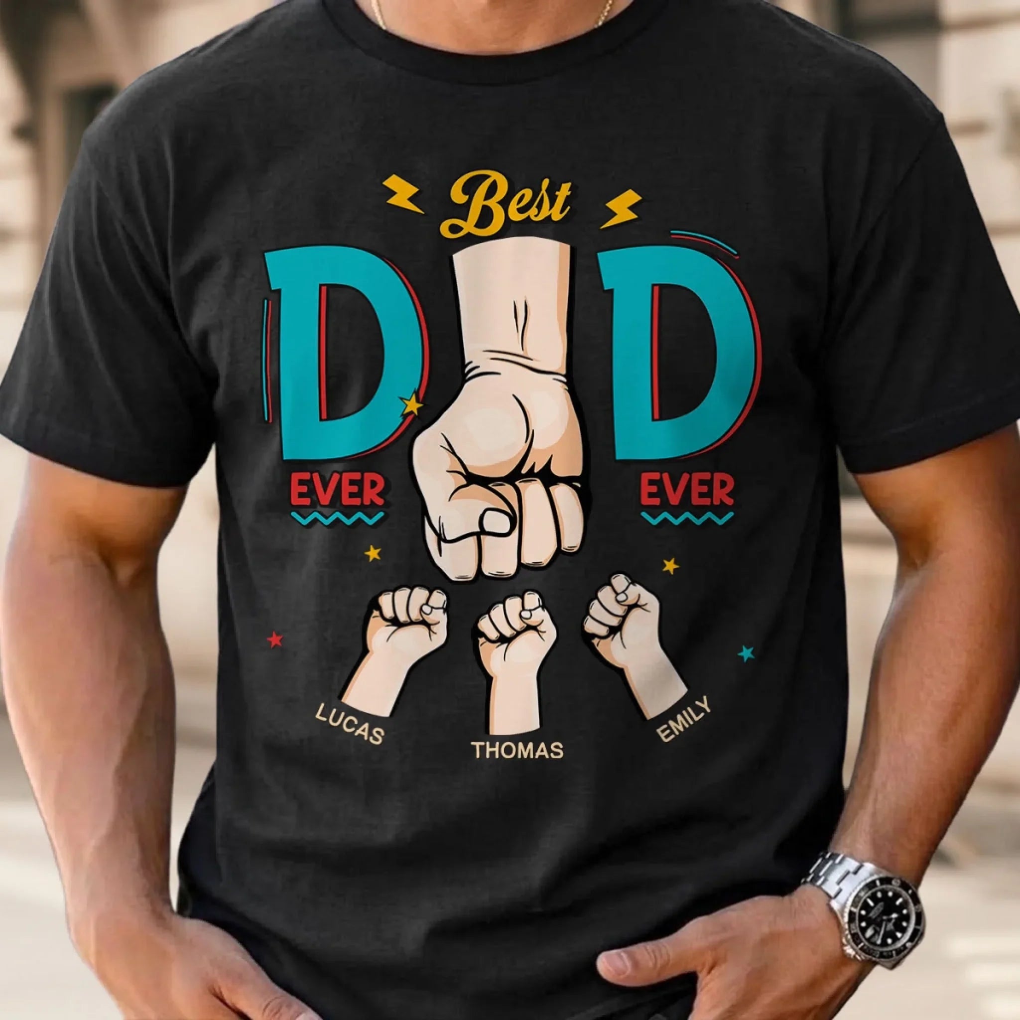 Custom Unisex T-shirt, Premium T-shirt, Hoodie – Personalized Father's Day Birthday Gifts For Dad, Grandpa – Thunder Punch