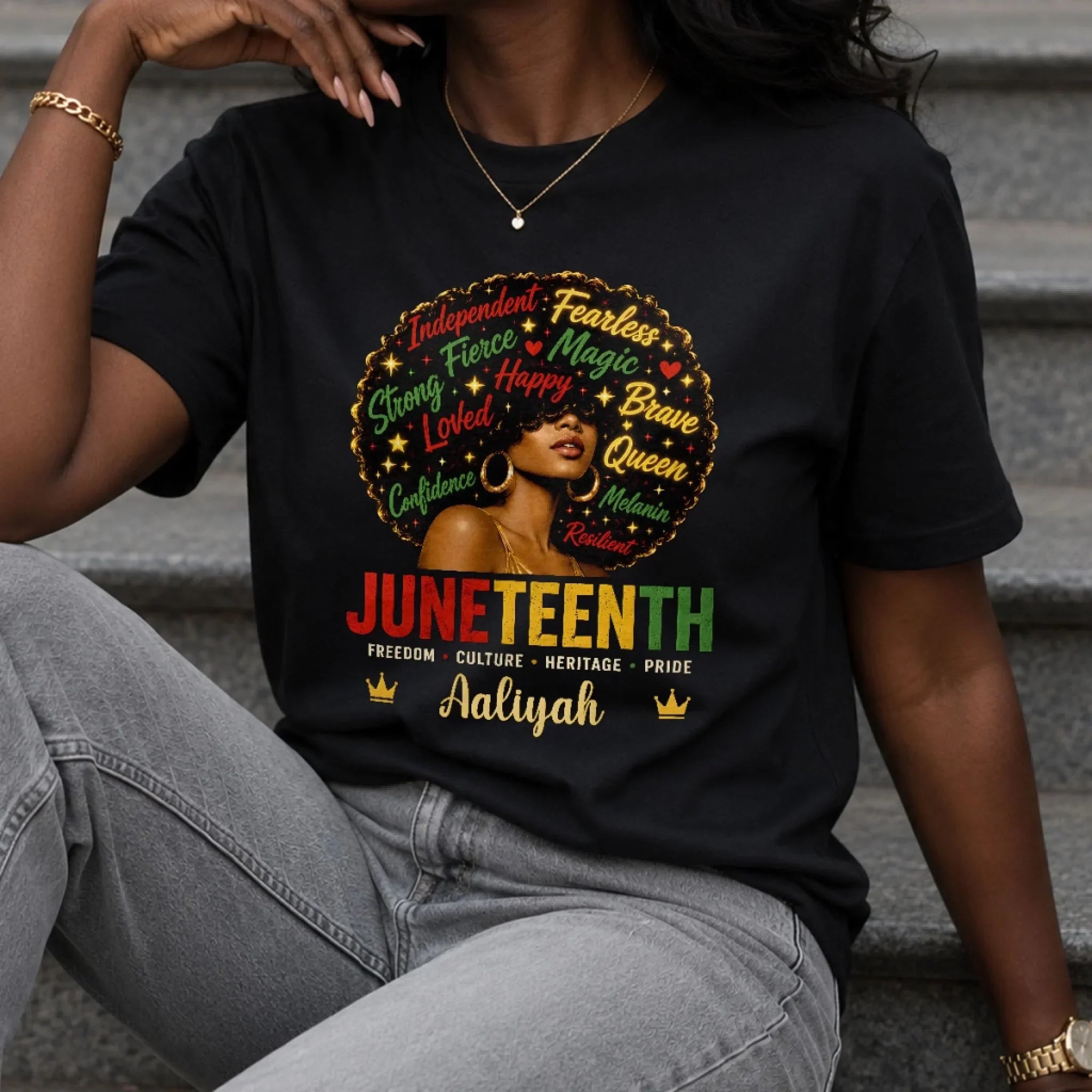 Custom T-shirt, Hoodie – Personalized Juneteenth Gifts For Women – Rooted In Strength, Rising In Freedom