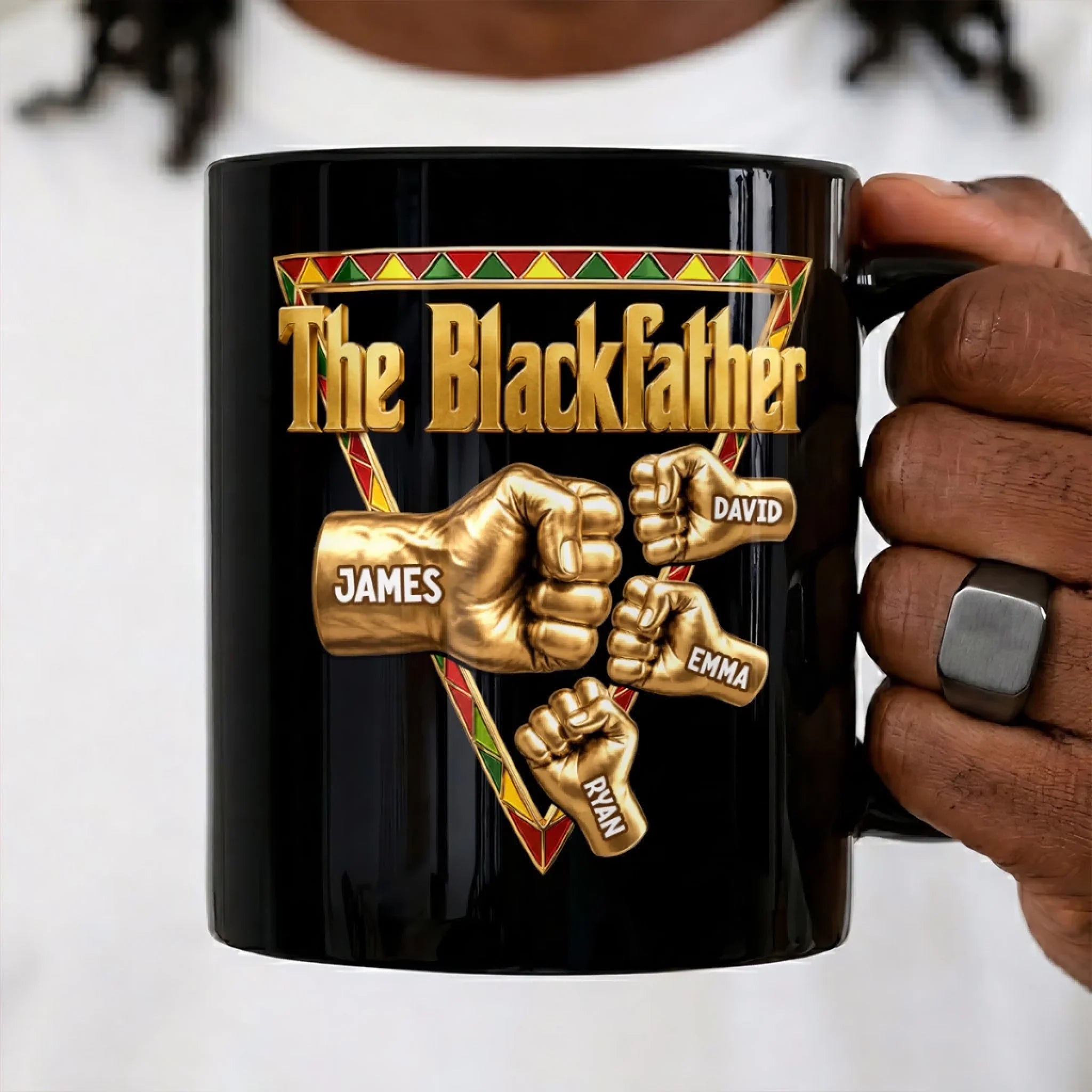 Custom Black Mug - Personalized Father's Day Birthday Gifts For Dad, Grandpa - The Blackfather